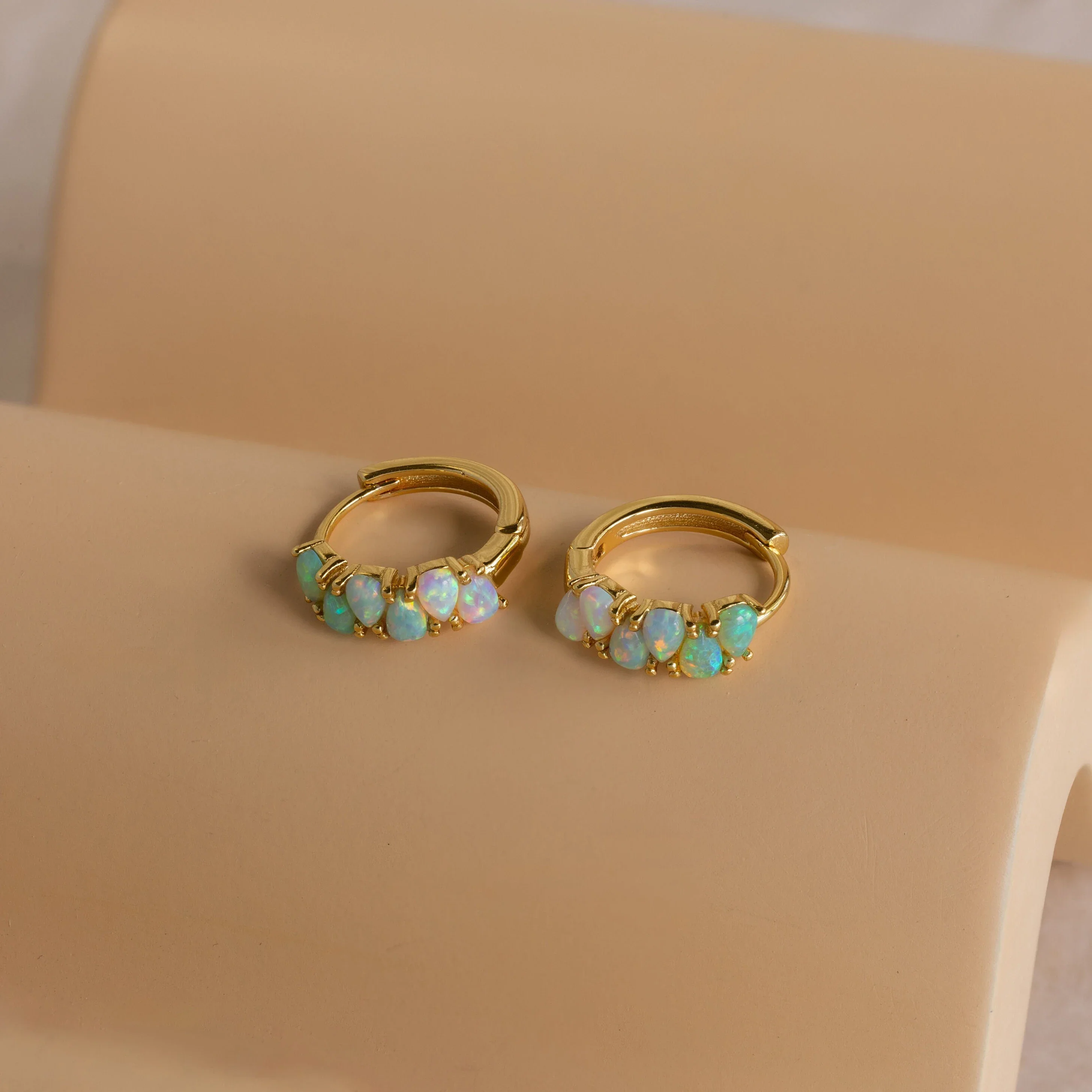 Ombre Opal Huggies in 18K Gold - Image 5