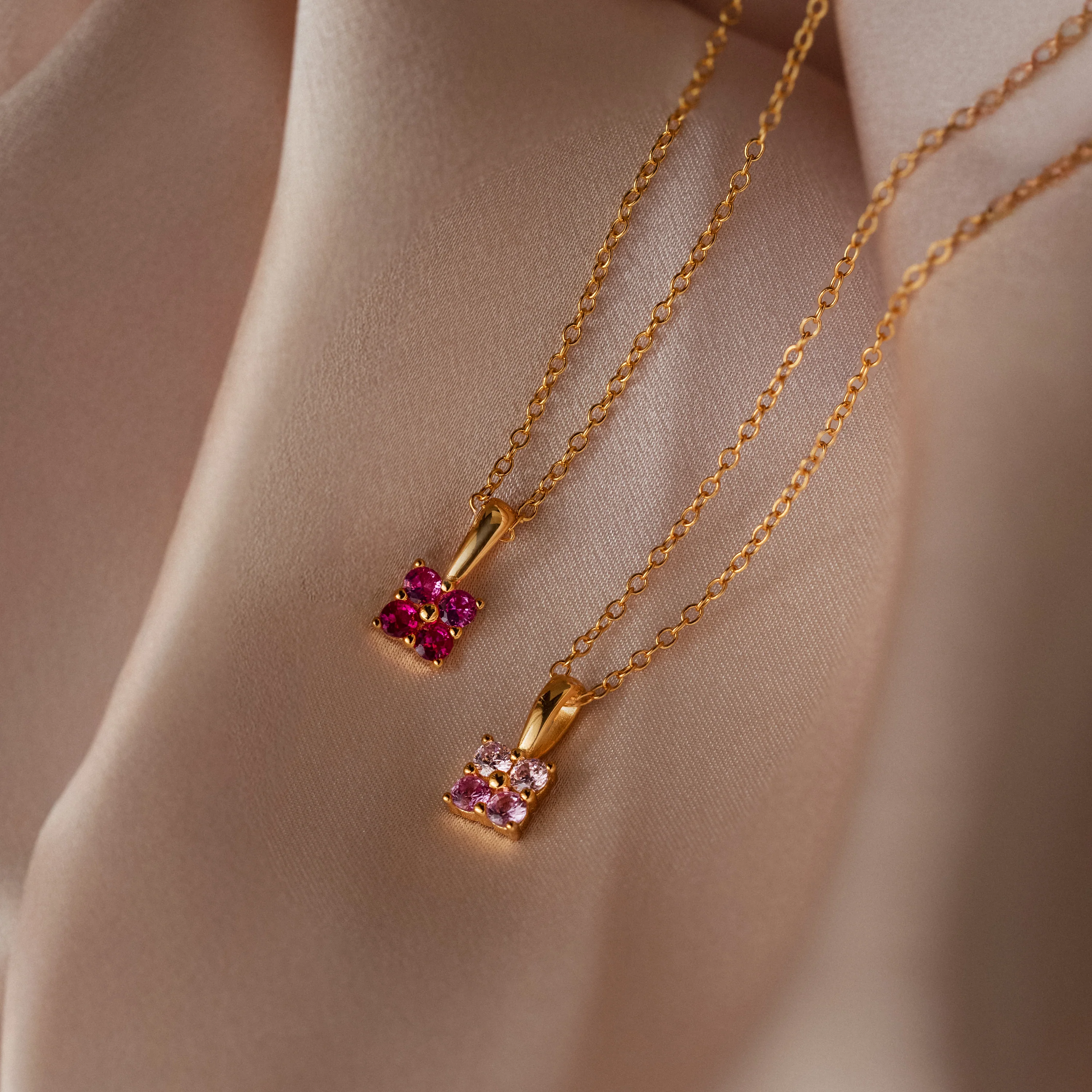 Ombre Pink Tourmaline Flower Necklace - Image 3