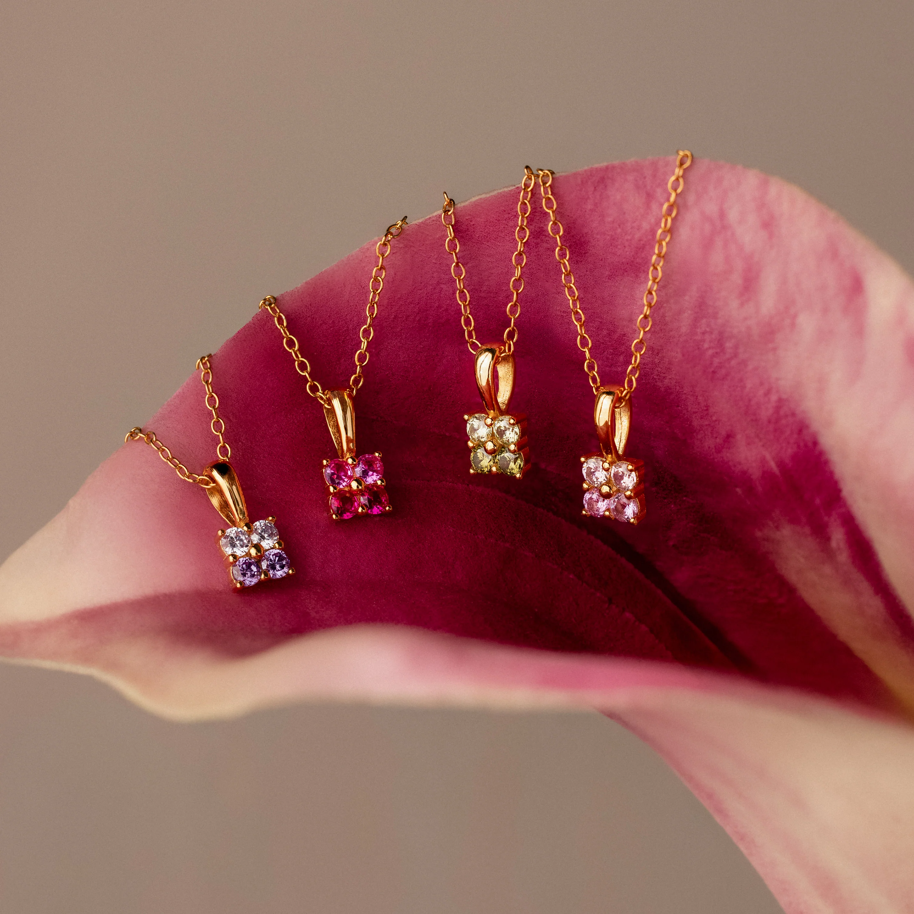 Ombre Pink Tourmaline Flower Necklace - Image 5