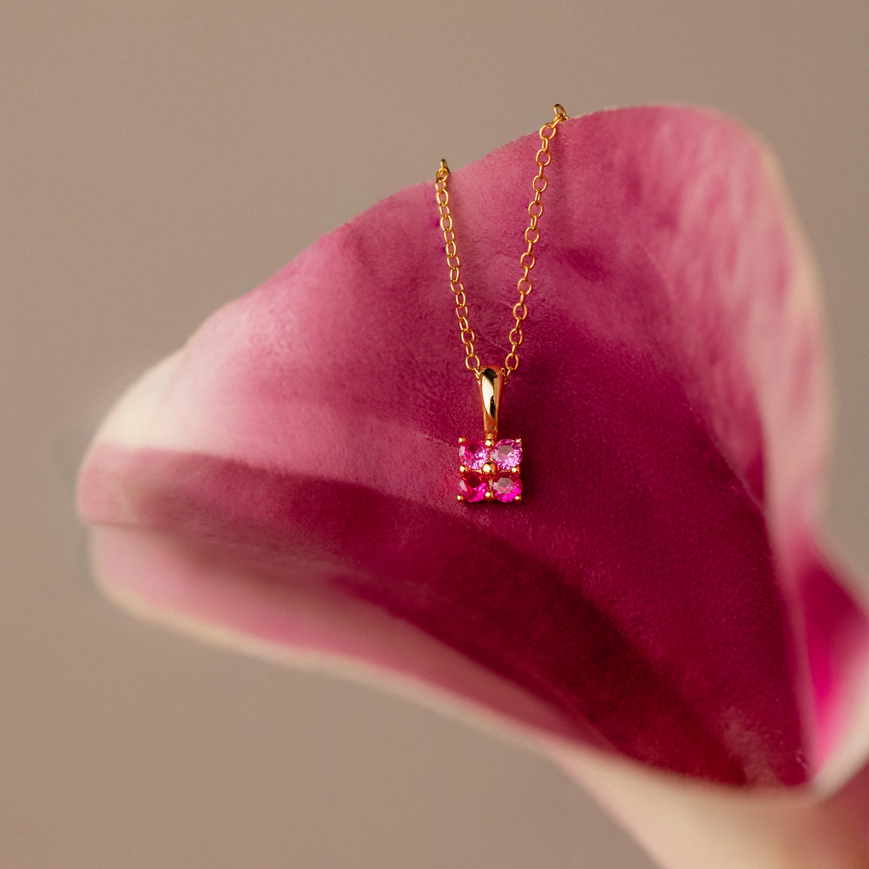 Ombre Ruby Flower Necklace - Image 3