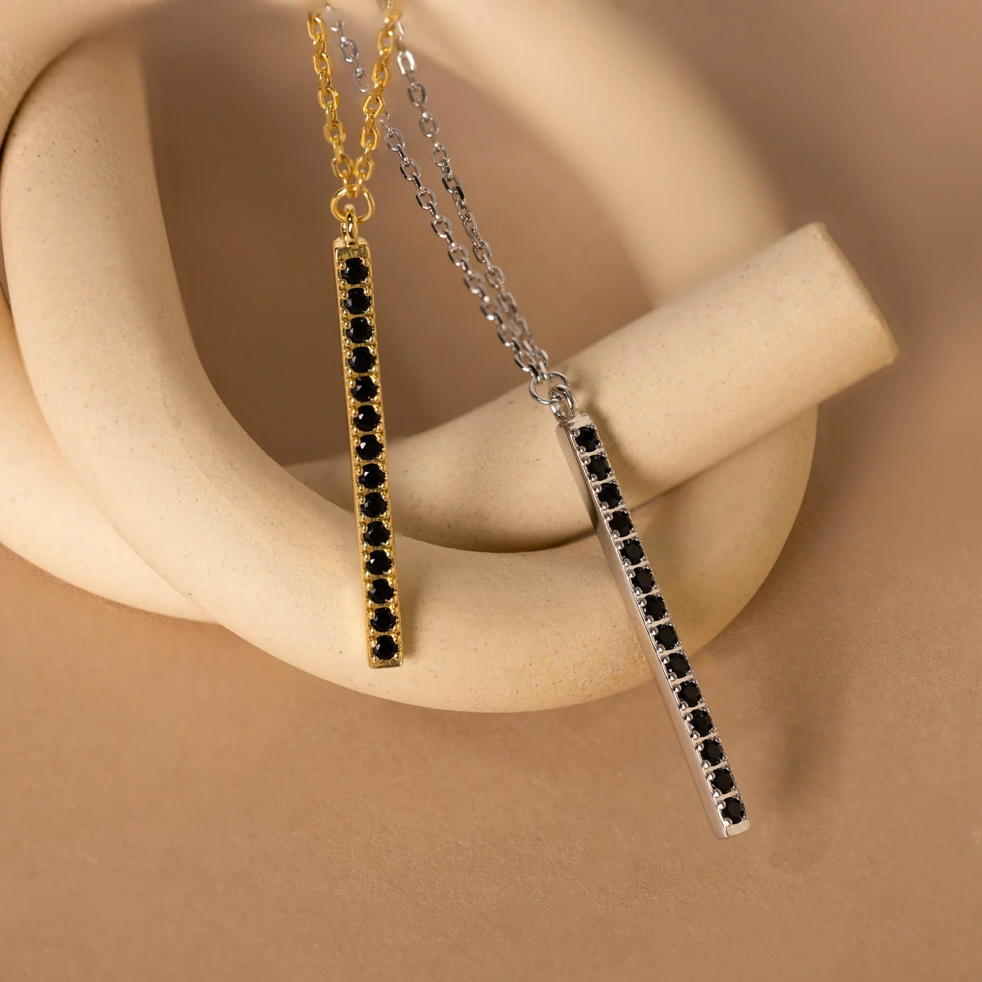 Onyx Bar Pendant Necklace - Image 7