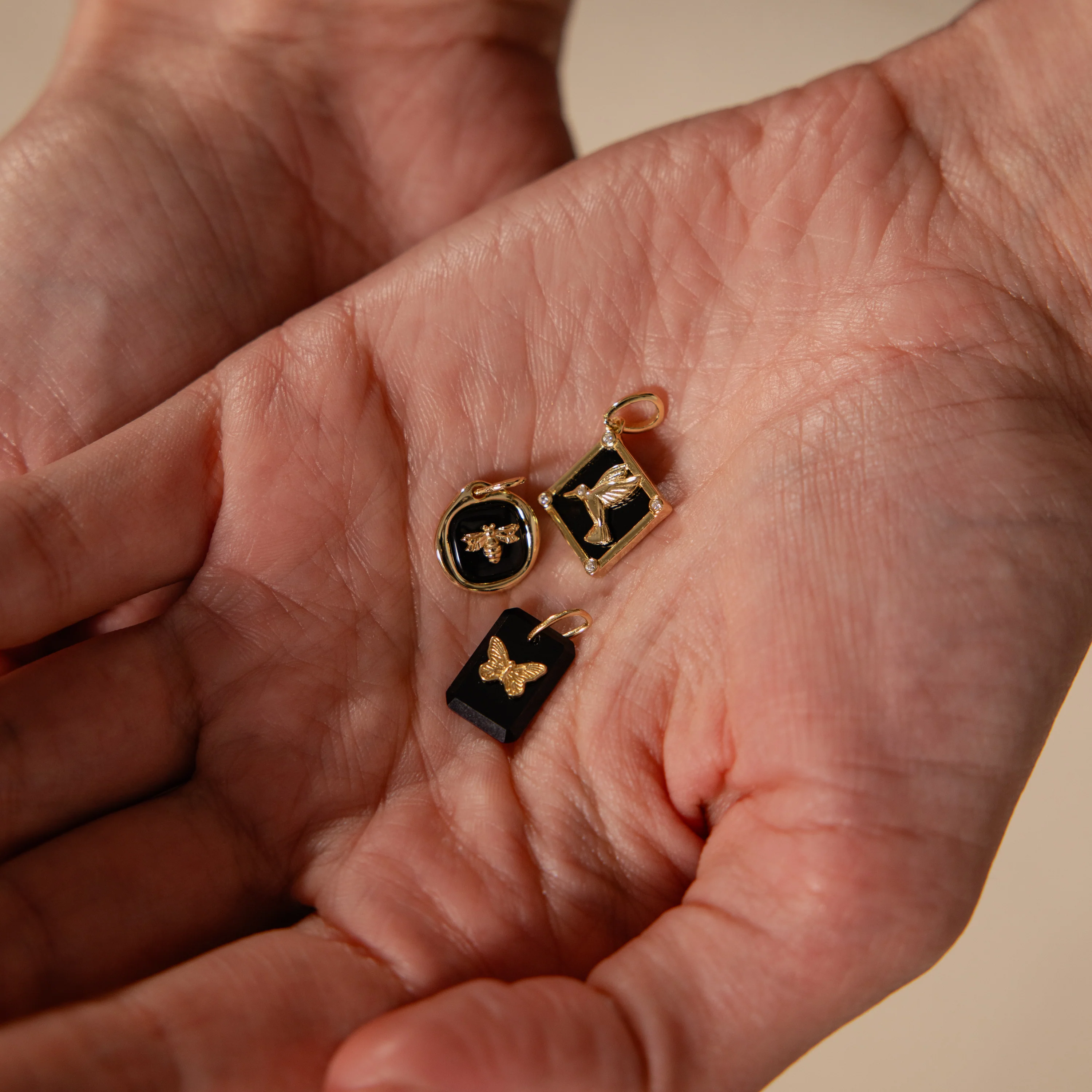 Onyx Butterfly Charm in 18K Gold - Image 8