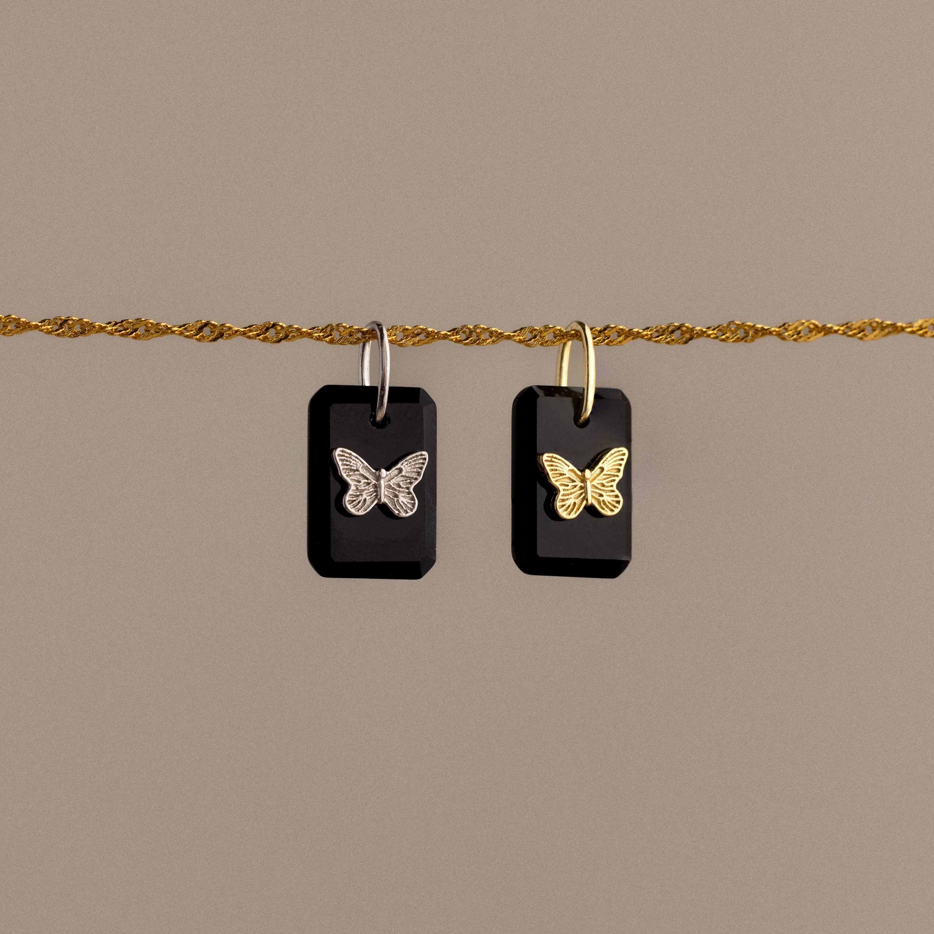 Onyx Butterfly Charm in Silver - Image 3