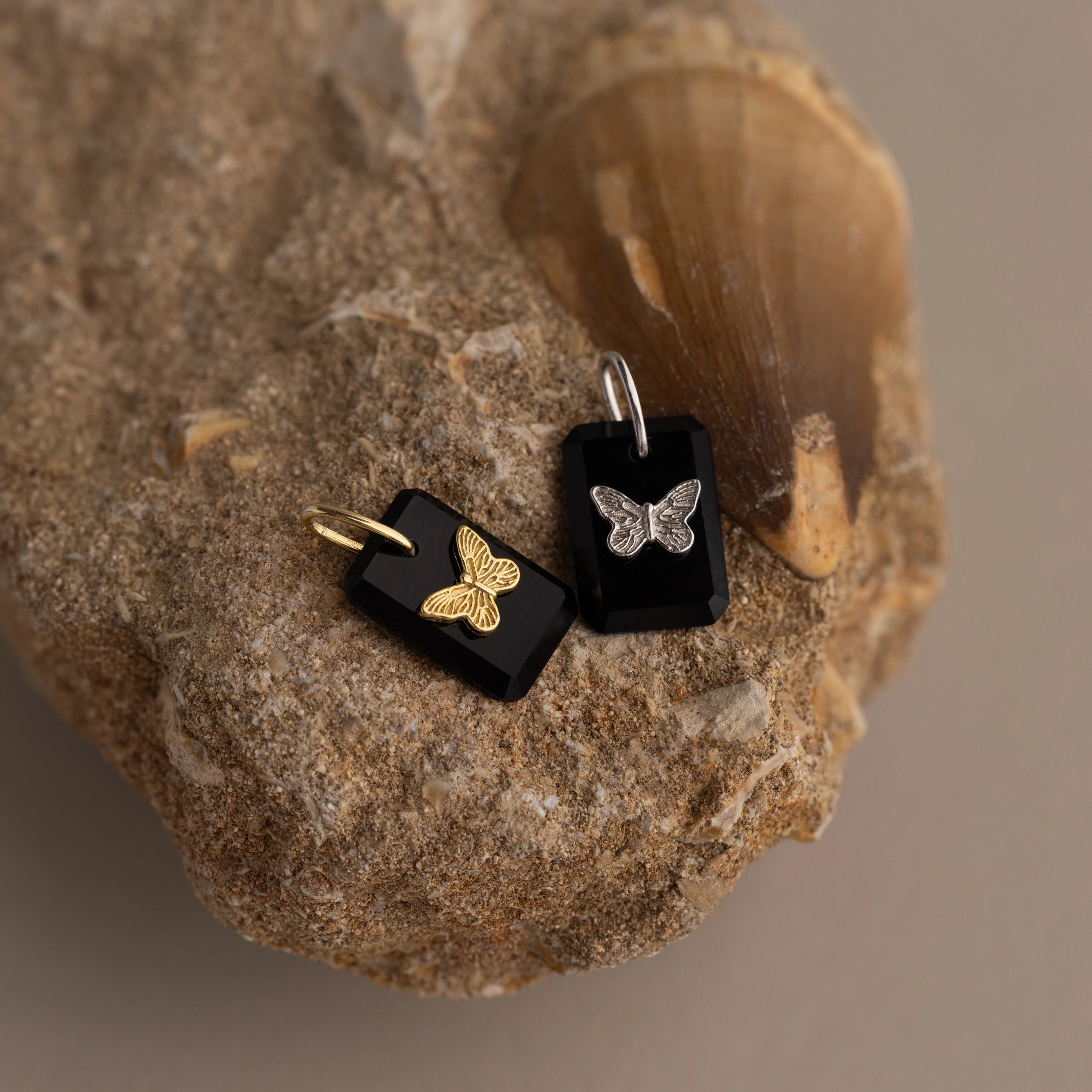 Onyx Butterfly Charm in Silver - Image 5