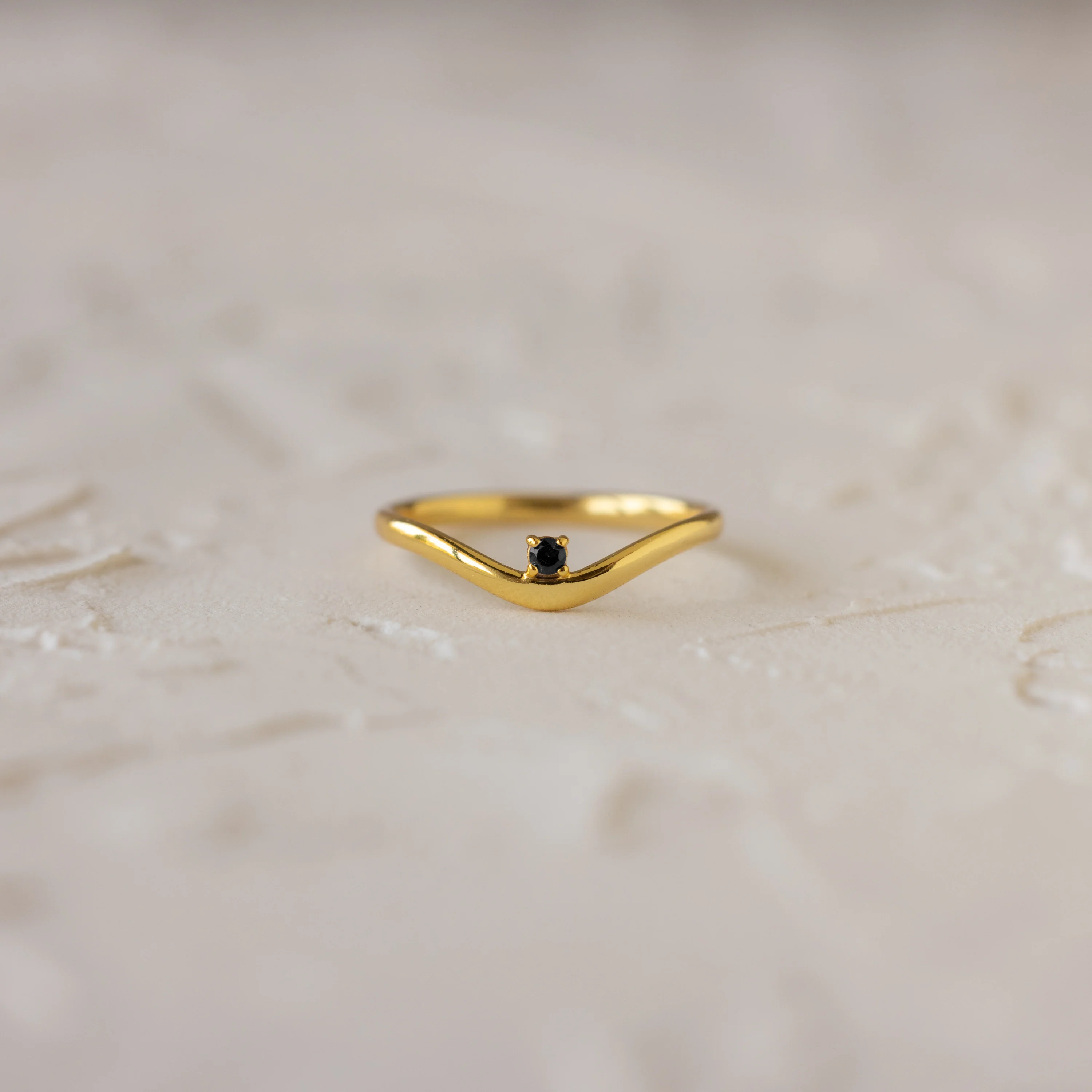 Birthstone Drop Curve Ring