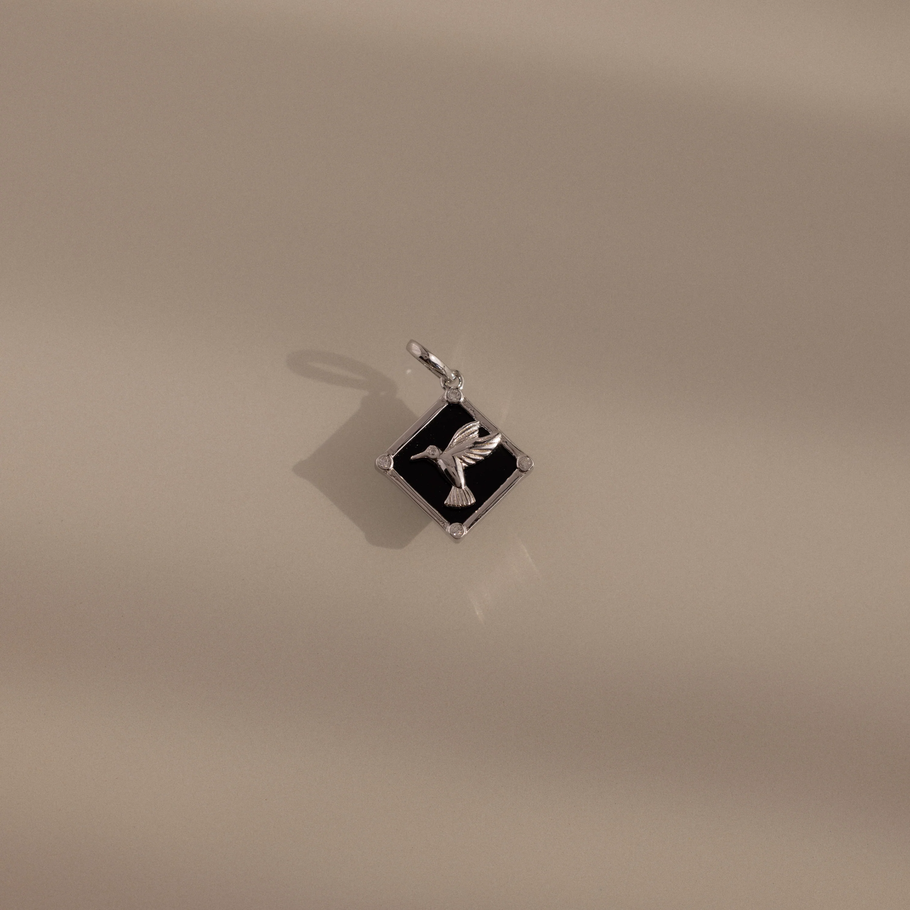 Onyx Hummingbird Charm in Silver - Image 3