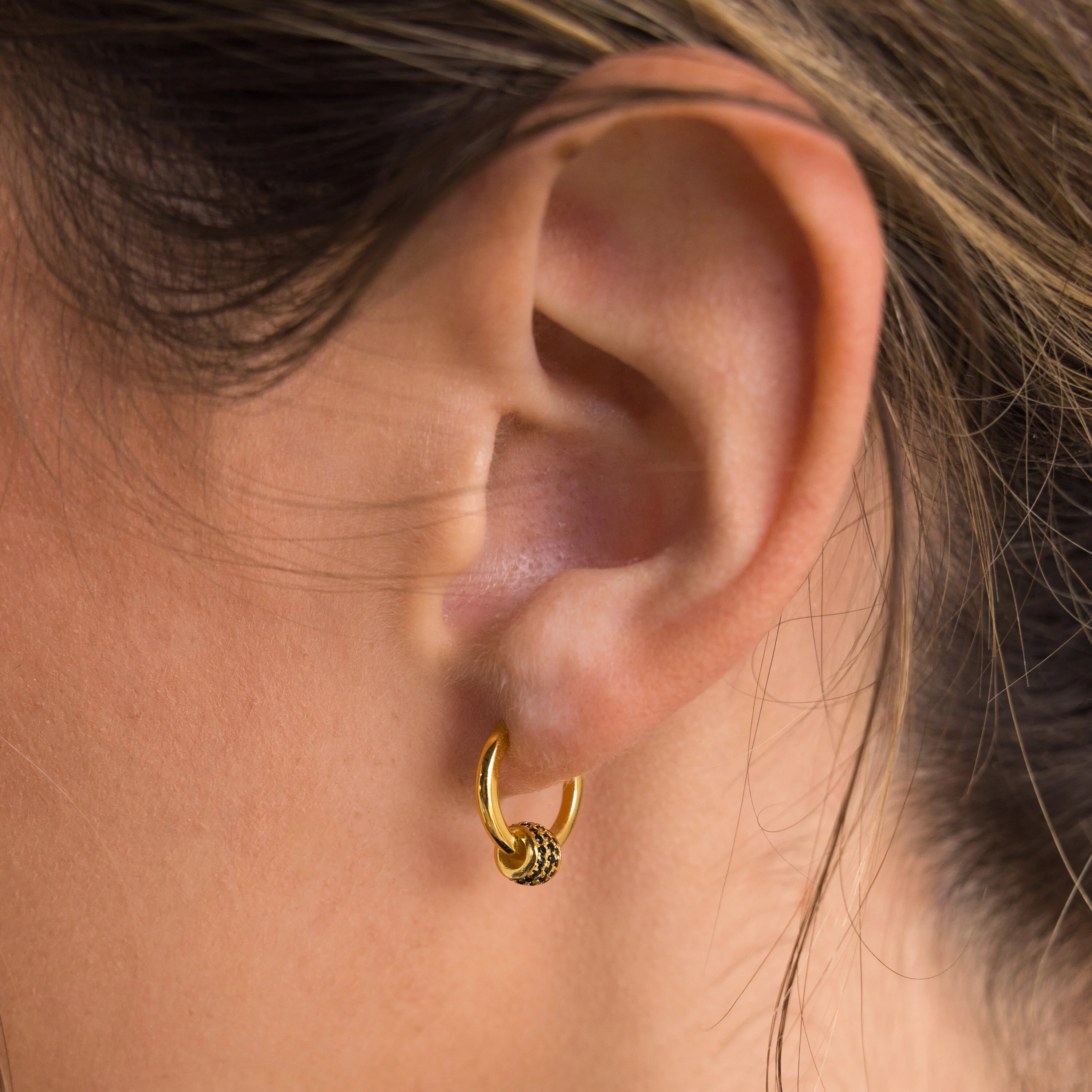 Onyx Pave Beaded Hoops - Image 2