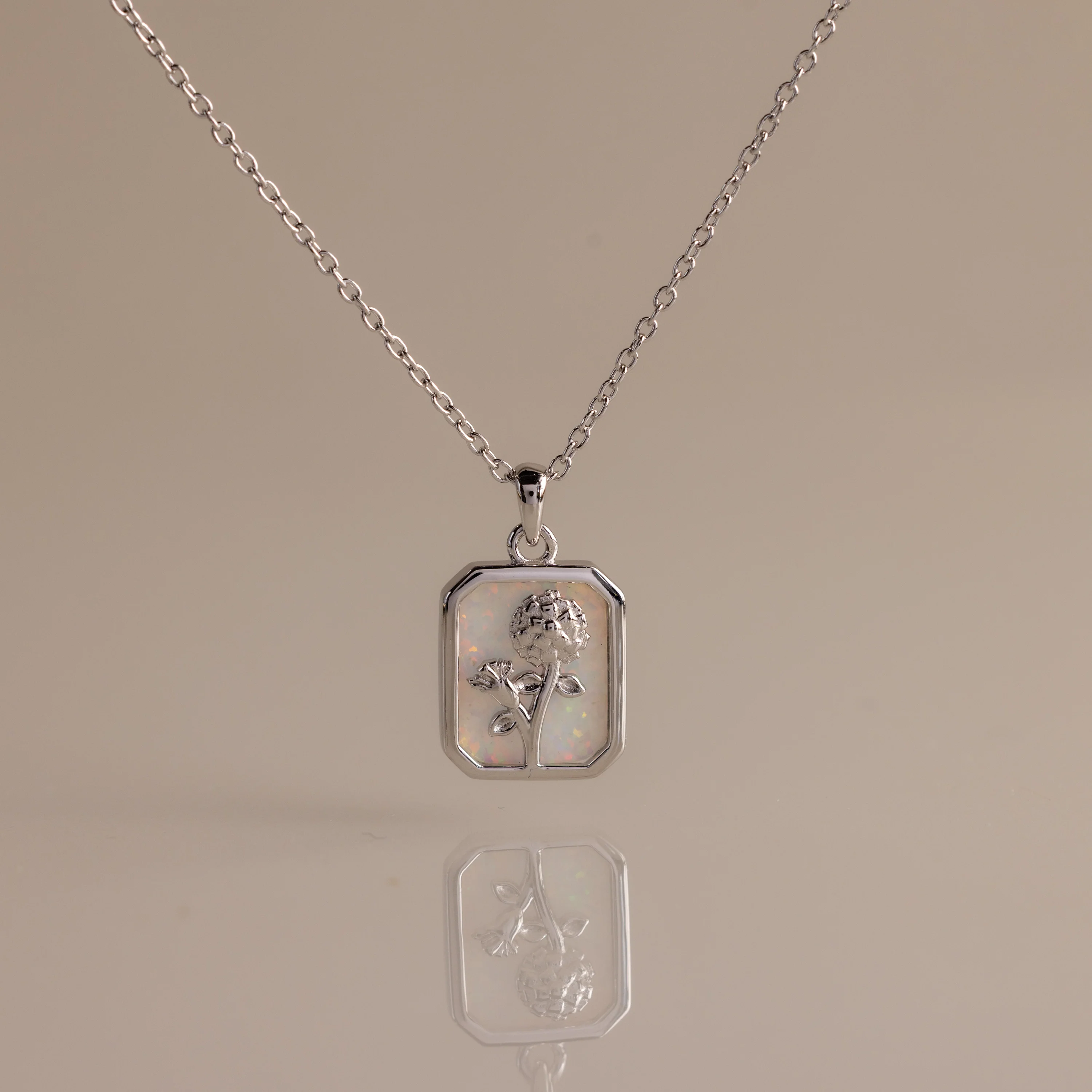 Opal Birth Flower Charm Necklace - Image 3