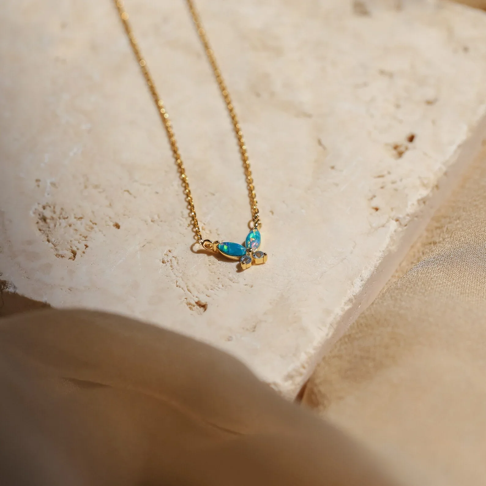 Opal Butterfly Necklace Set - Image 2