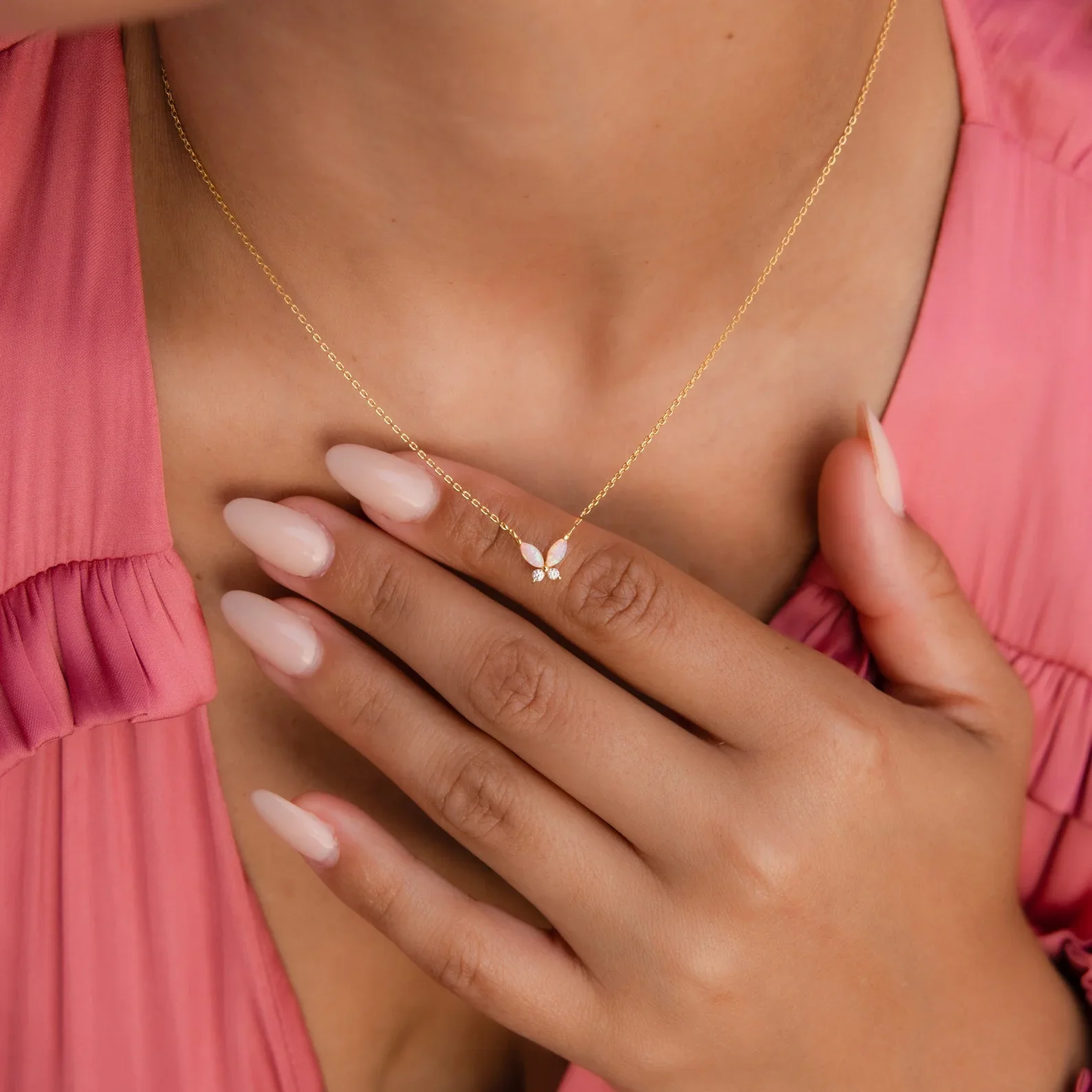 Opal Butterfly Necklace Set - Image 8