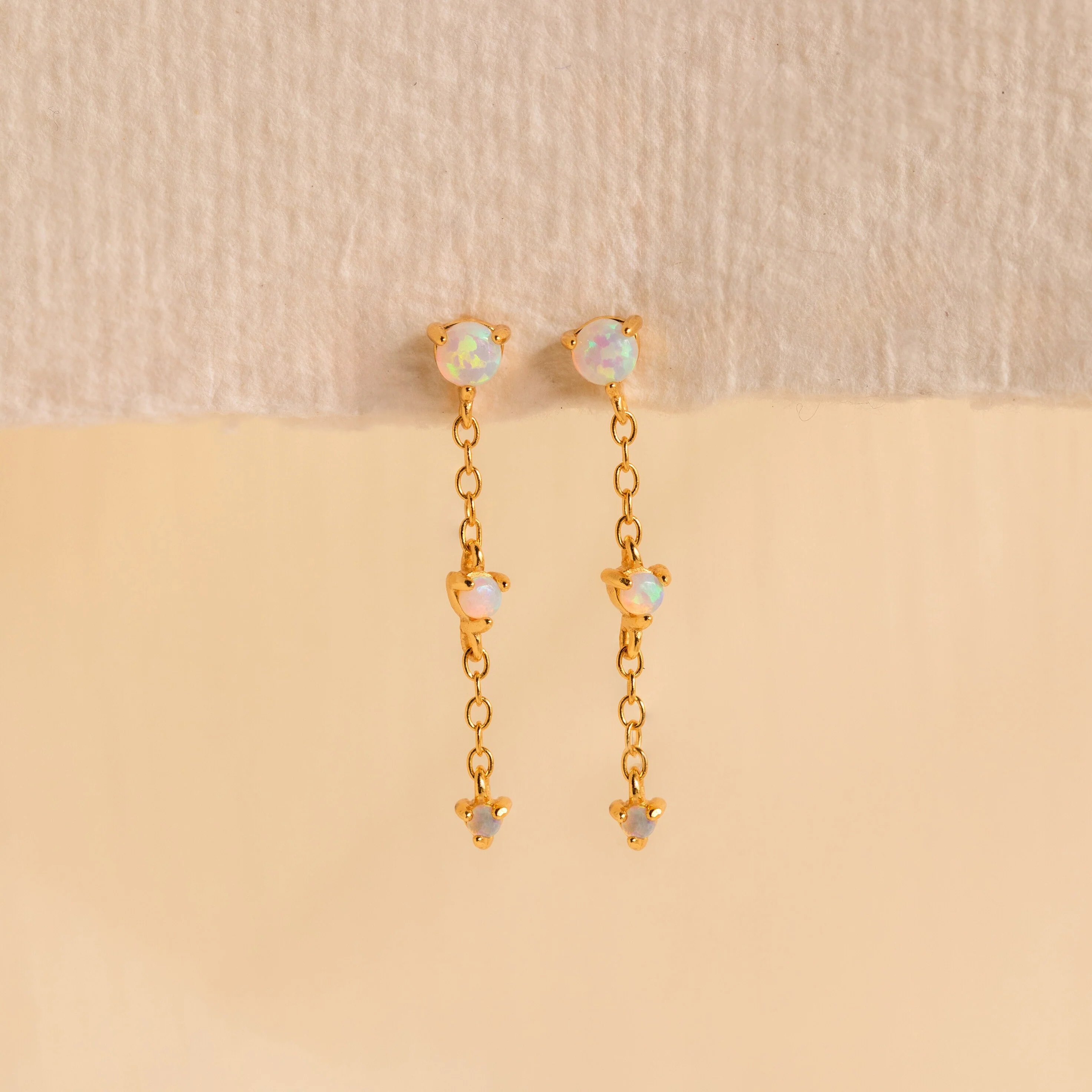 Opal Chain Drop Earrings - Image 2