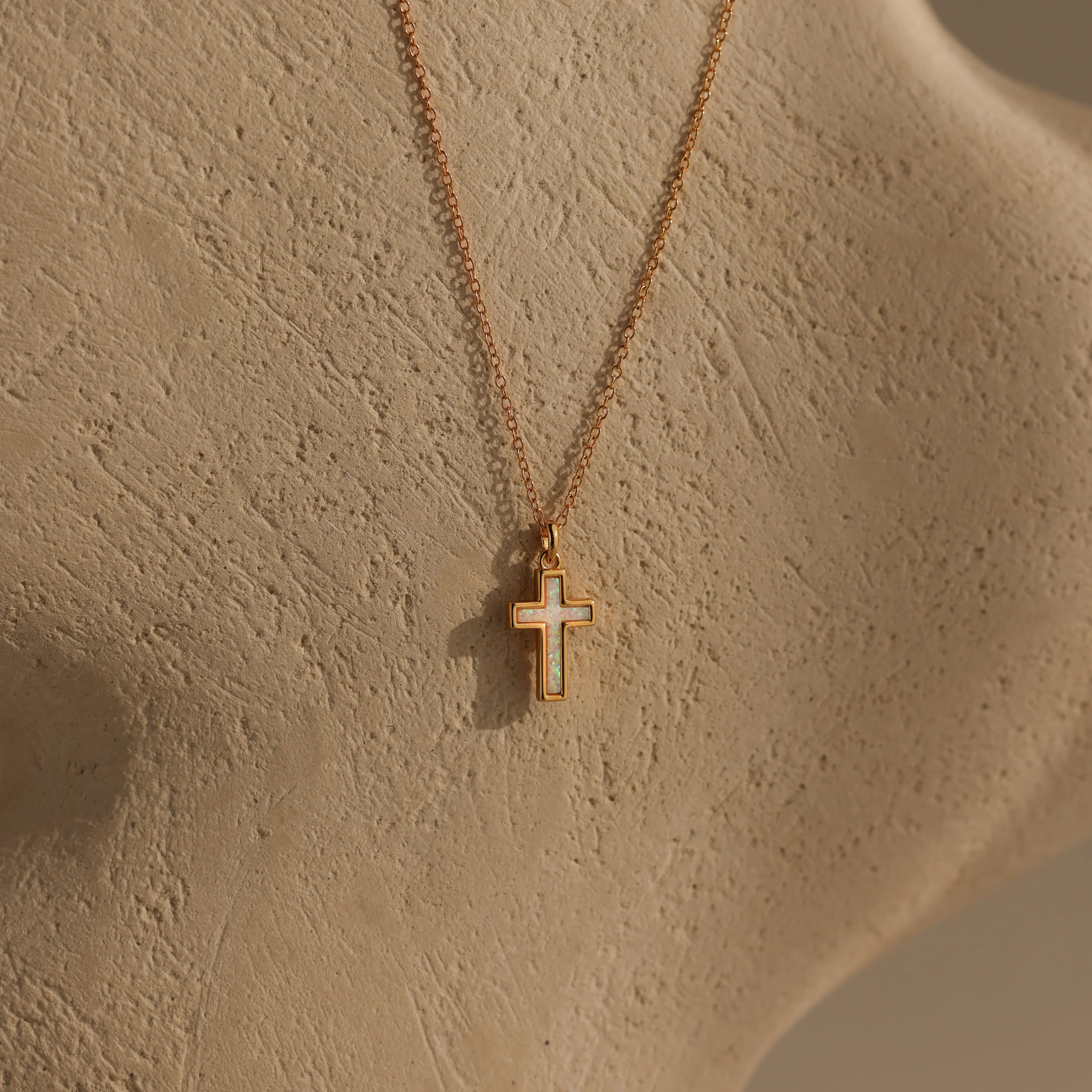Opal Cross Necklace in 18K Gold - Image 3