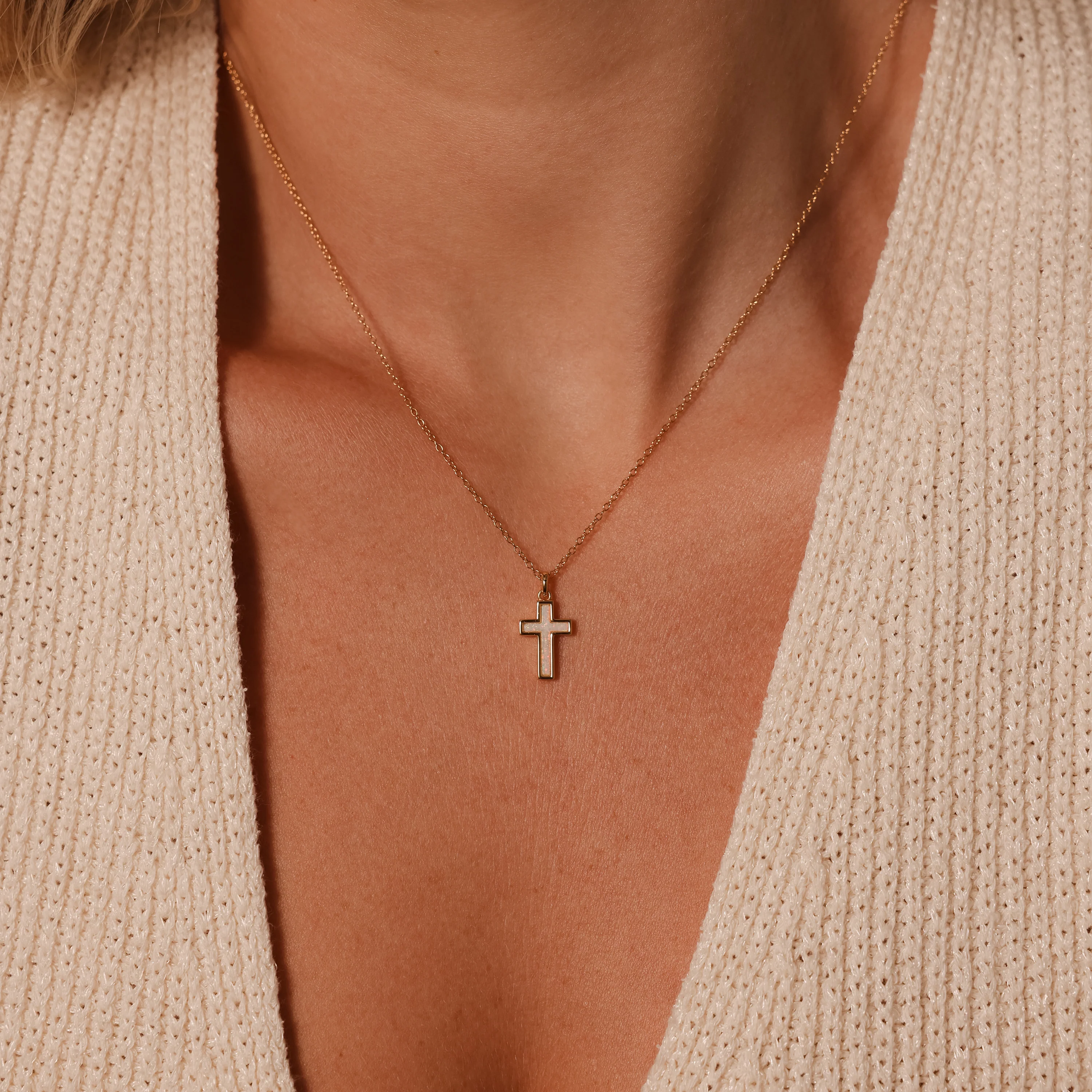 Opal Cross Necklace - Image 3
