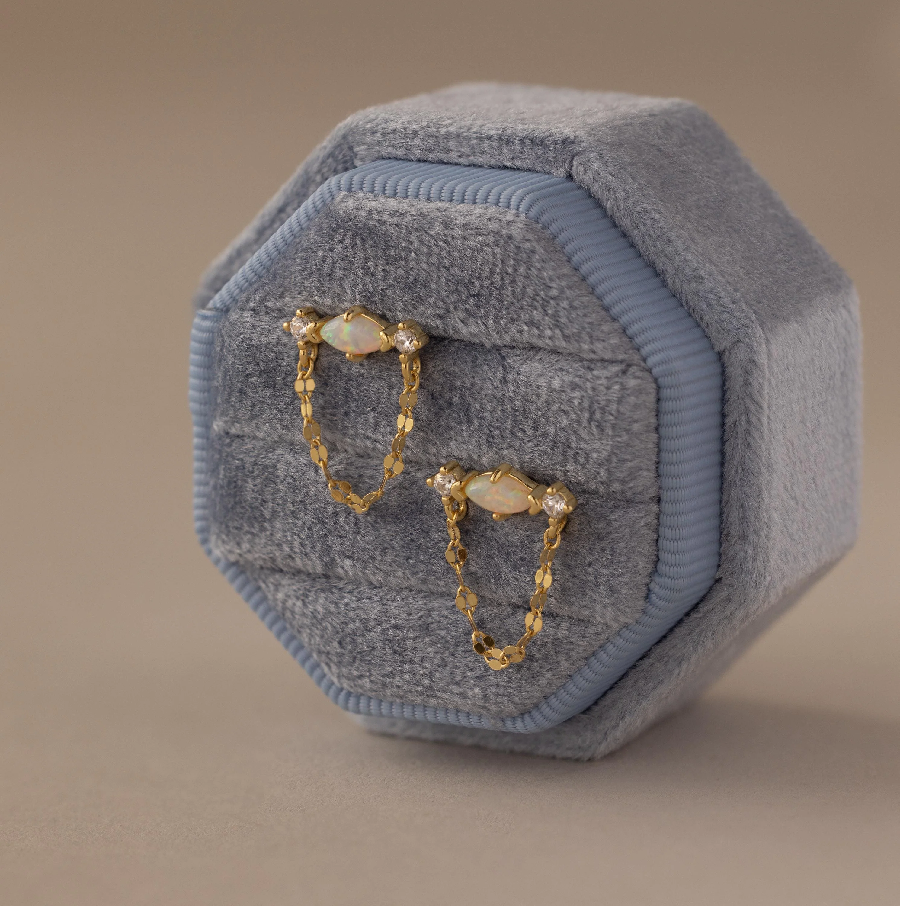 Opal & Diamond Chain Studs - Image 4