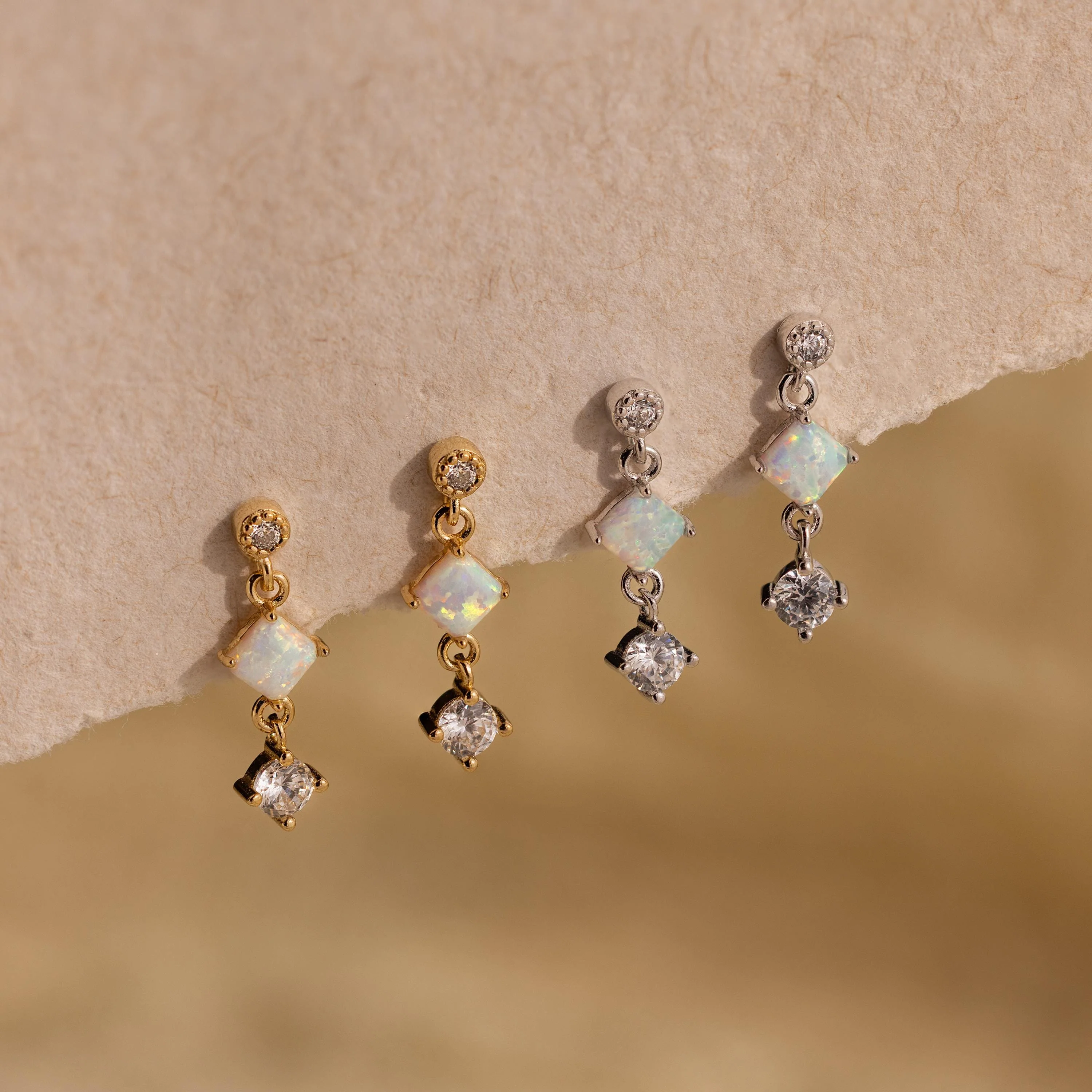 Opal & Diamond Drop Studs - Image 3