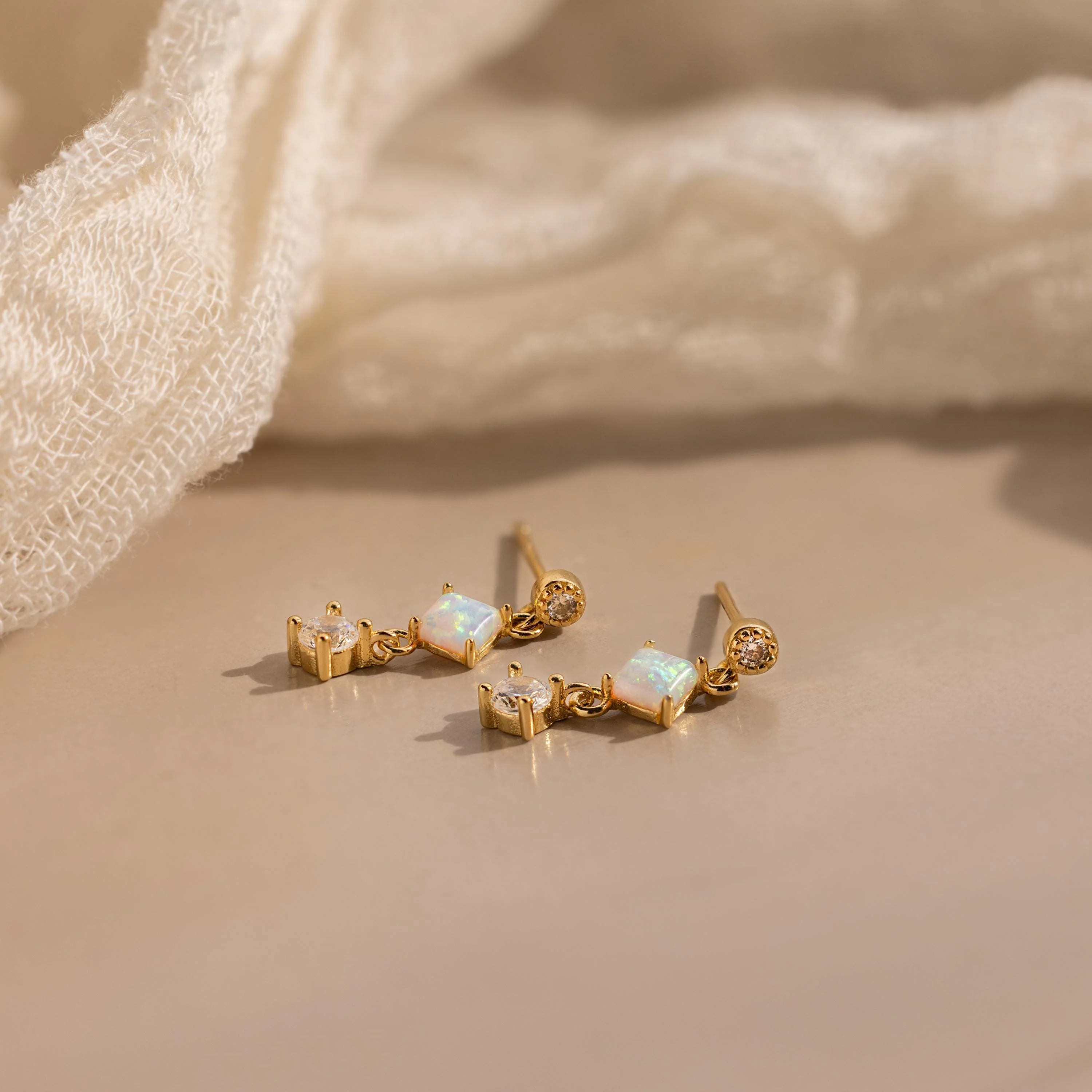 Opal & Diamond Drop Studs - Image 7