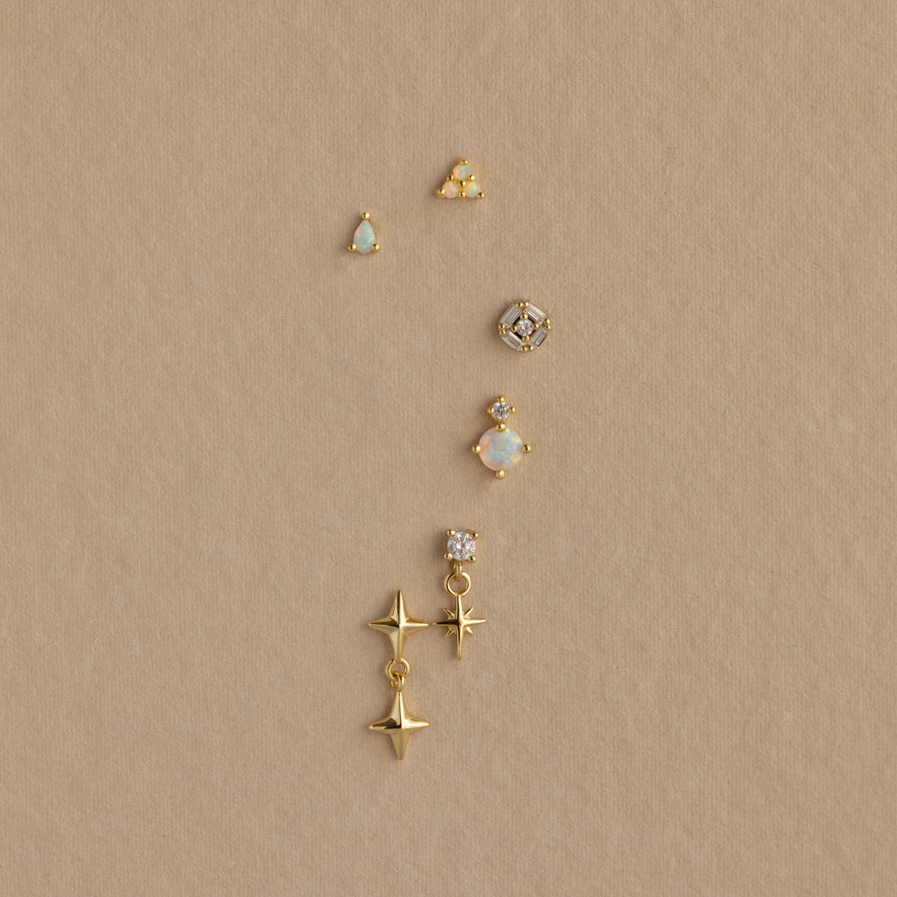 Opal & Diamond Flatback Studs in 18K Gold - Image 5