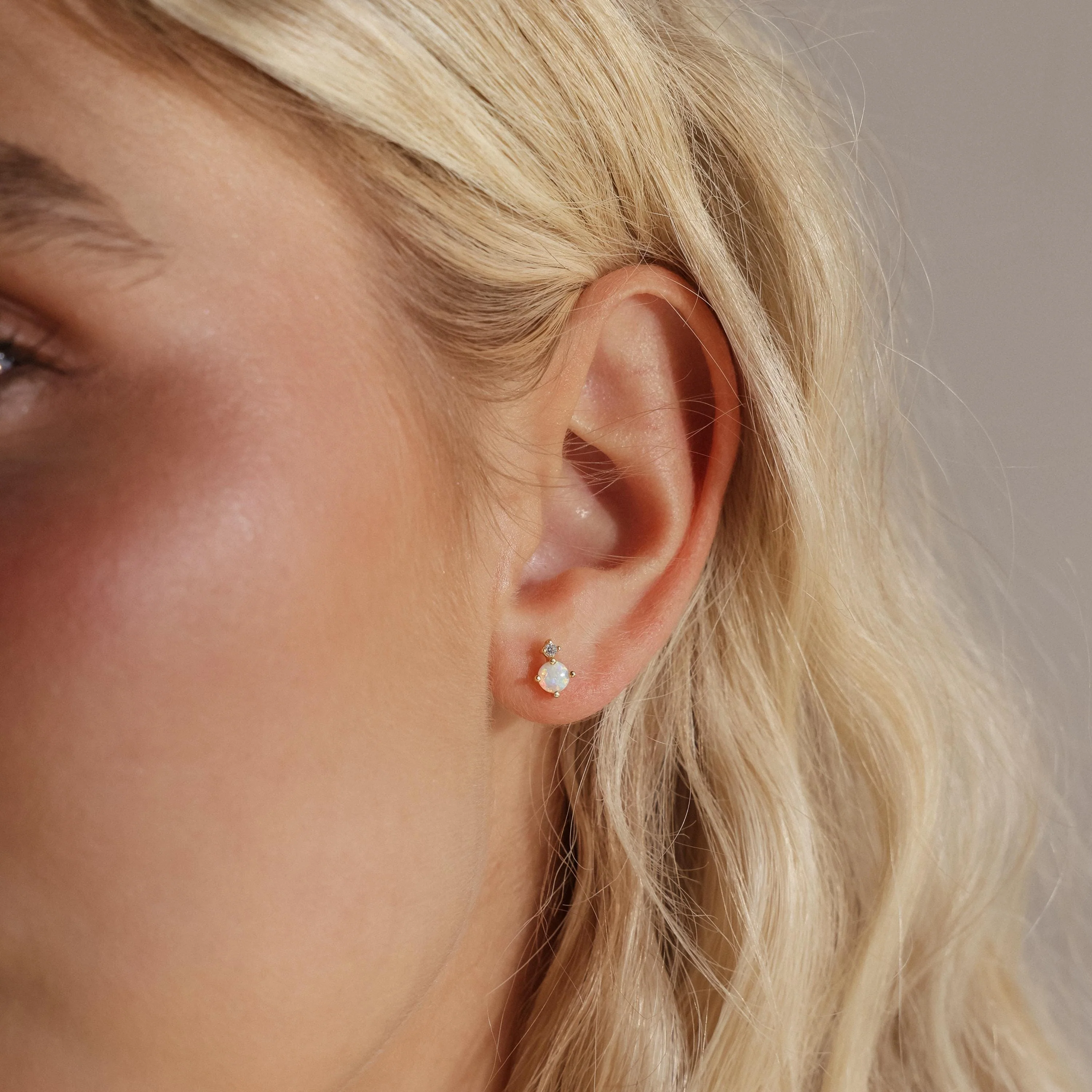 Opal & Diamond Flatback Studs - Image 2