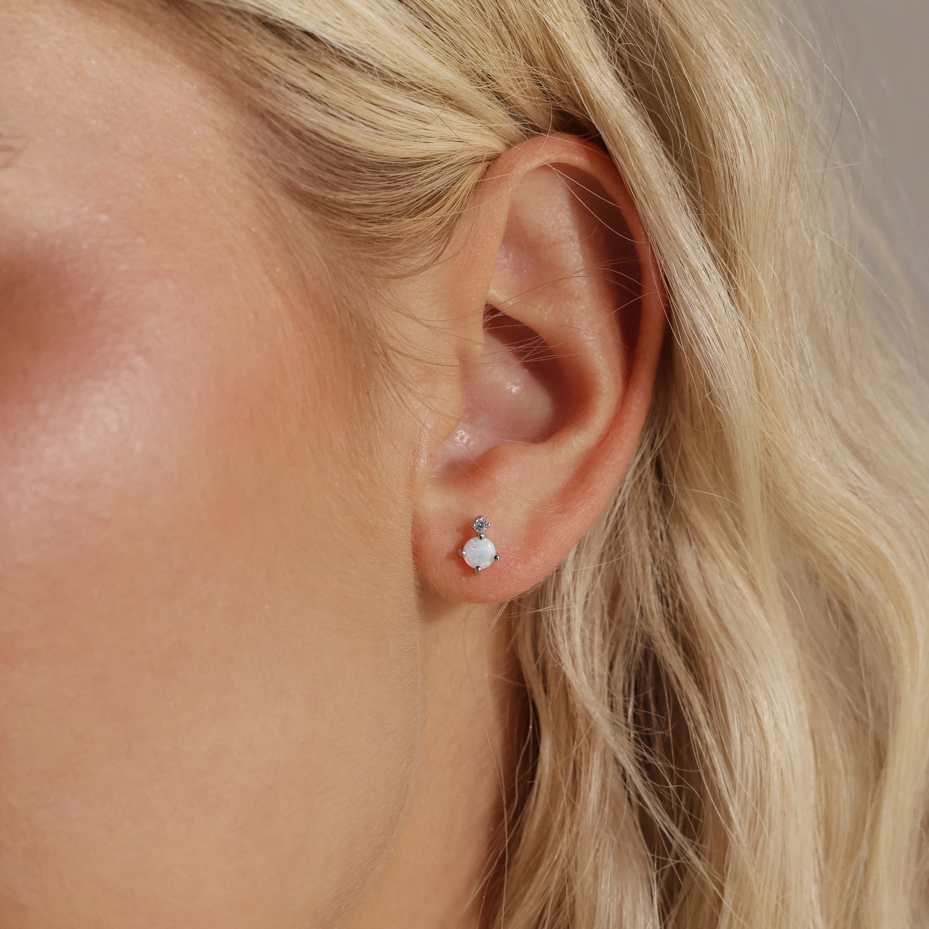 Opal & Diamond Flatback Studs - Image 4
