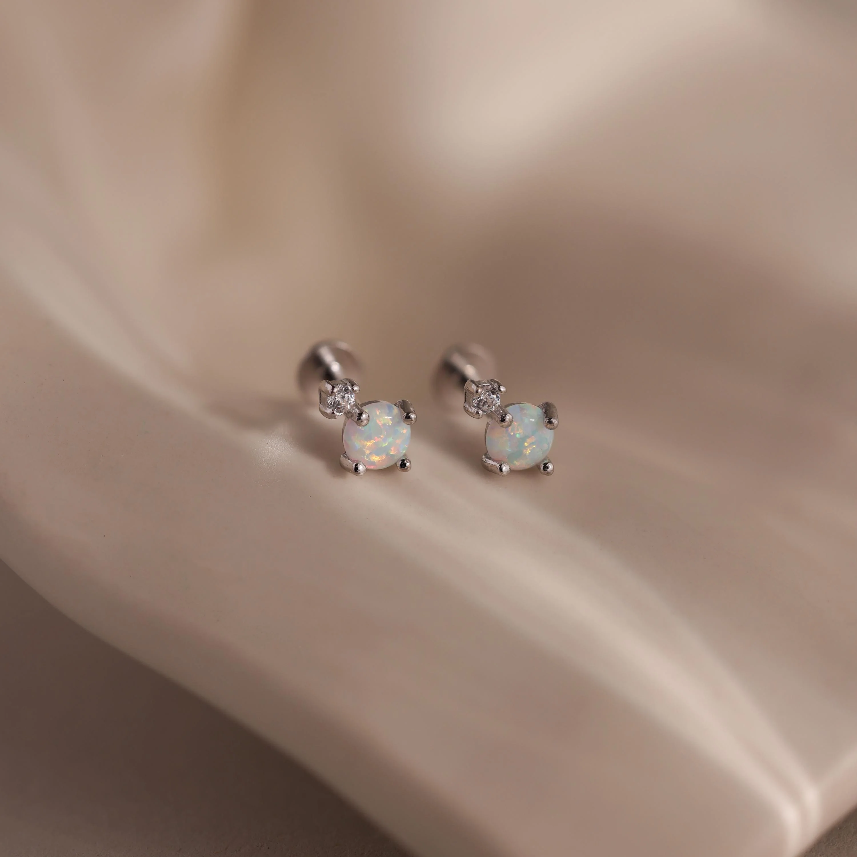 Opal & Diamond Flatback Studs - Image 5