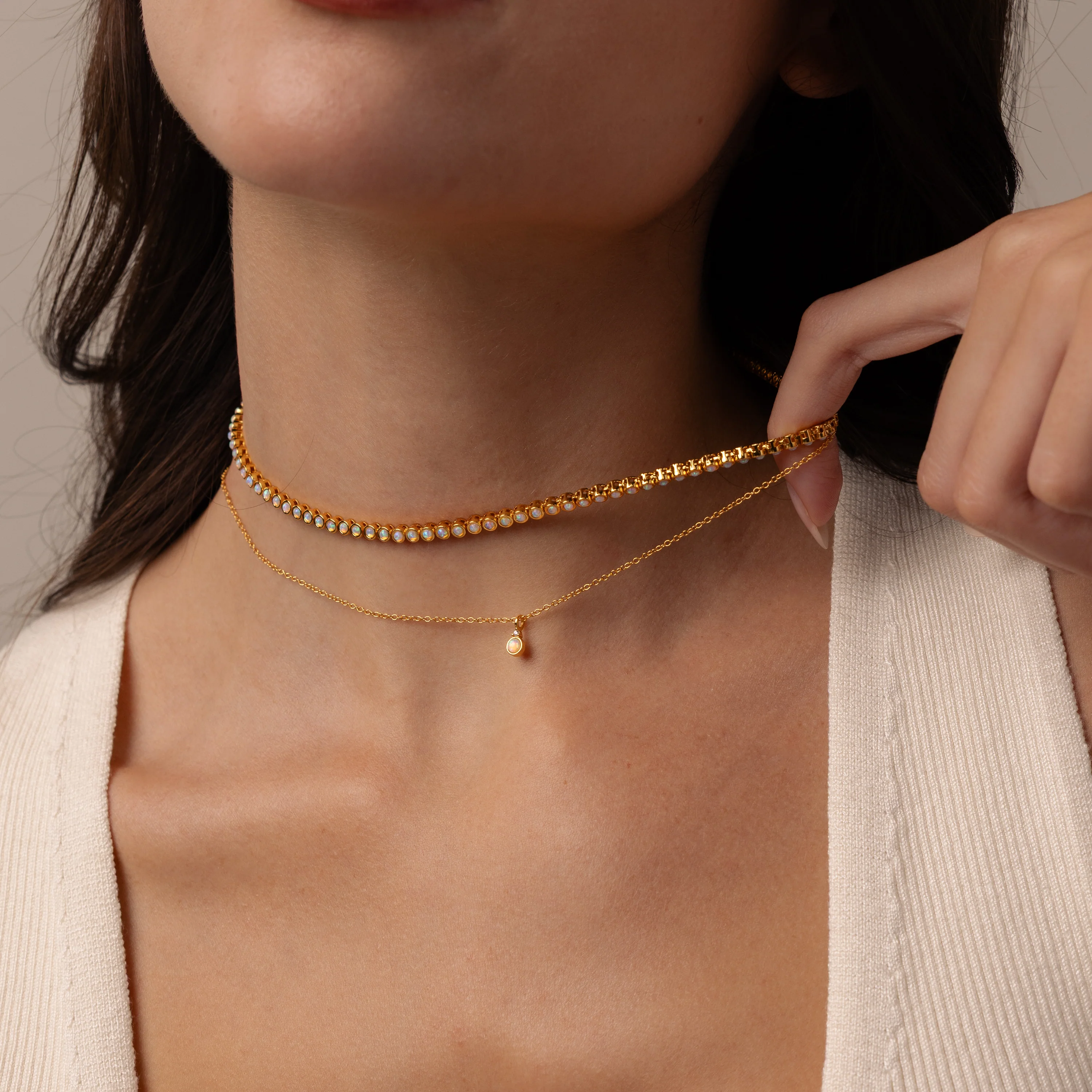 Opal Diamond Necklace in 18K Gold - Image 6