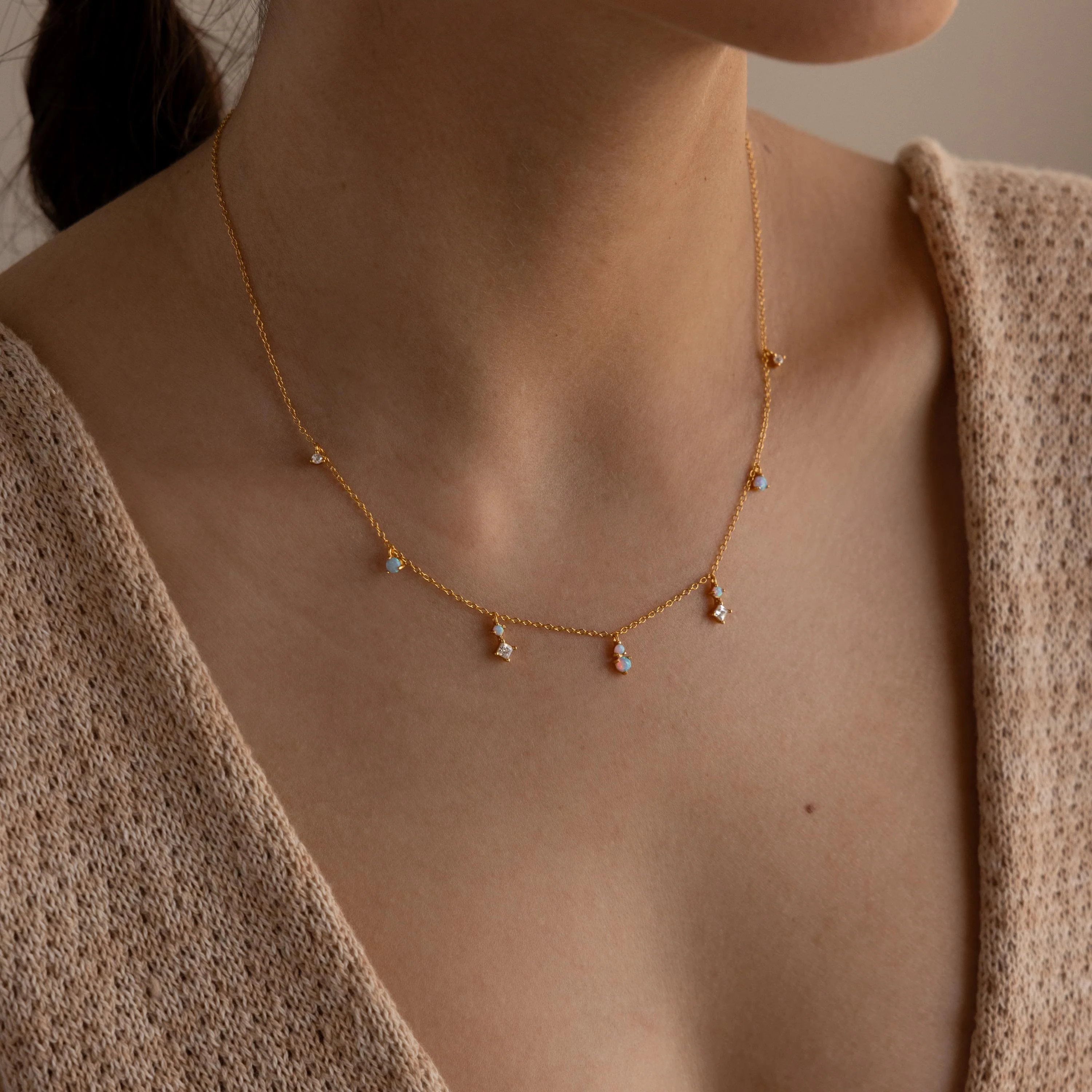 Opal Diamond Station Necklace - Image 8