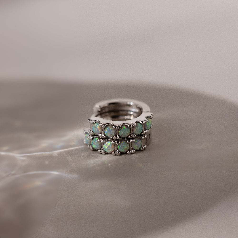 Opal Huggies in Silver - Image 4