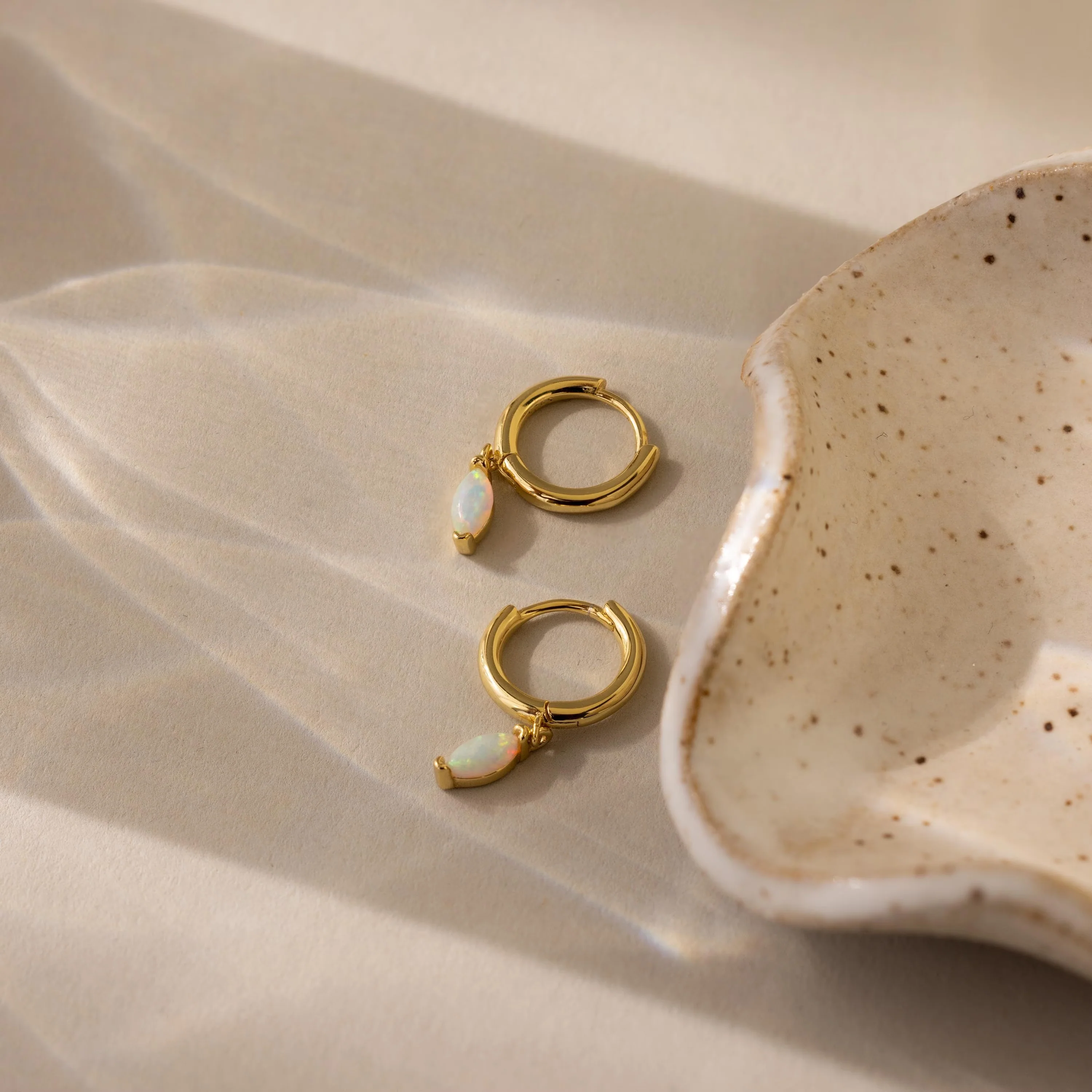 Opal Marquise Huggies - Image 2