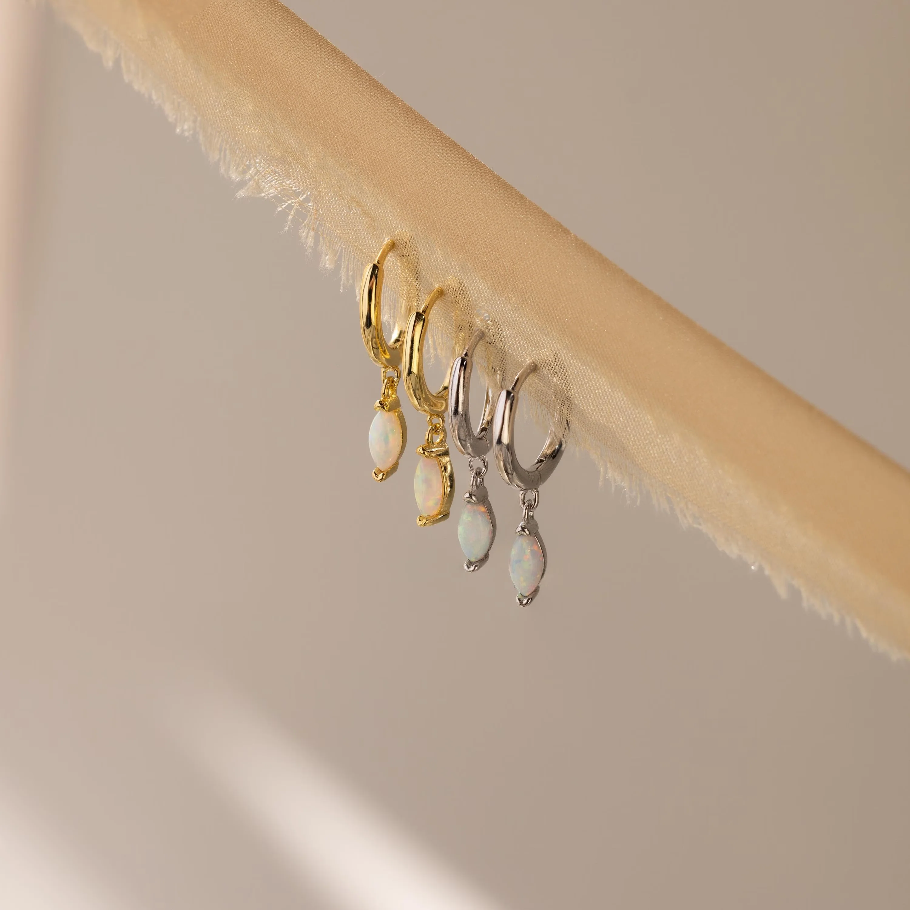 Opal Marquise Huggies - Image 3
