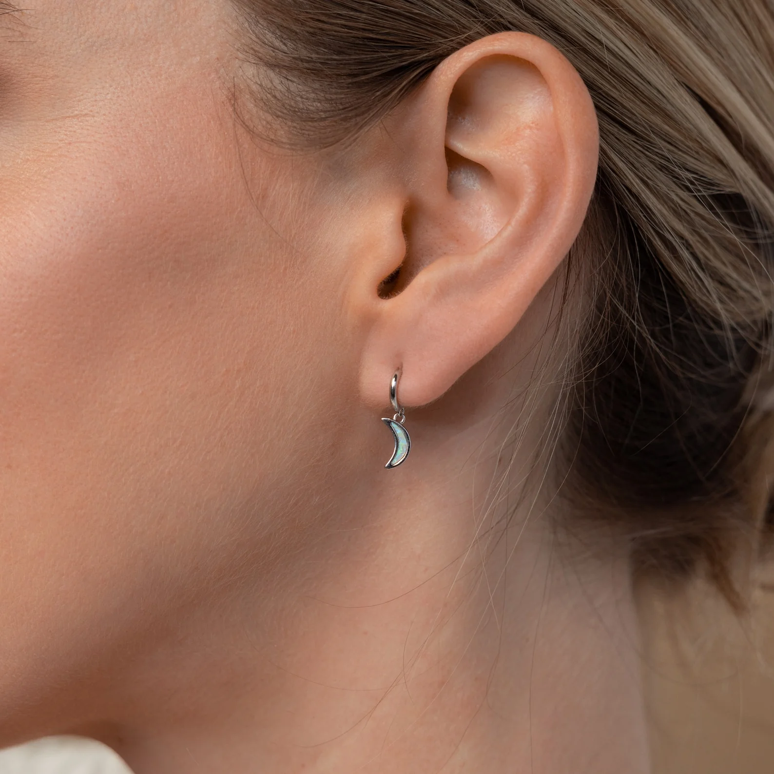 Opal Moon Mini Hoops - Image 5