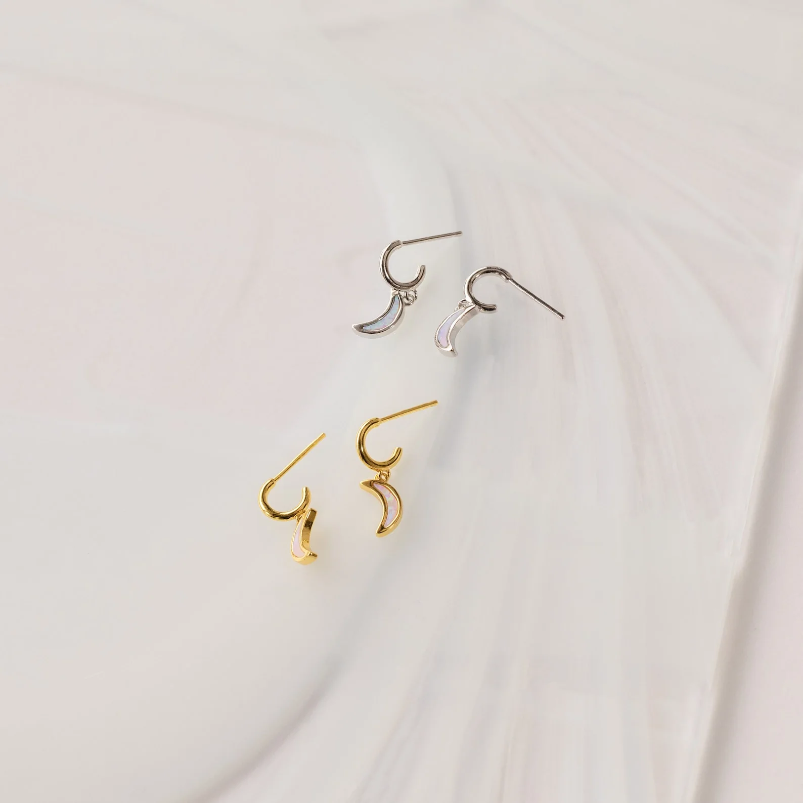 Opal Moon Mini Hoops - Image 6