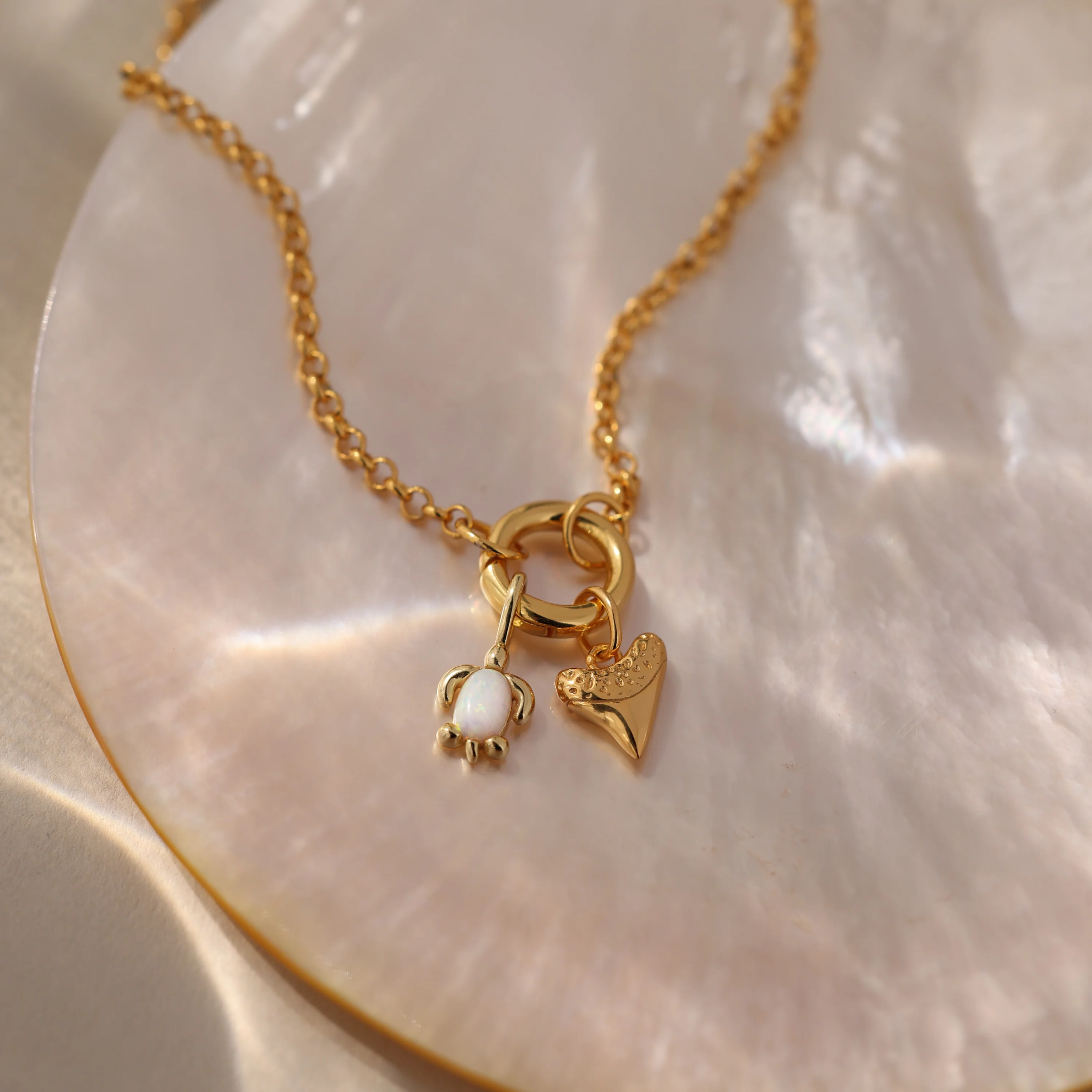 Opal Sea Turtle Charm in 18K Gold - Image 3
