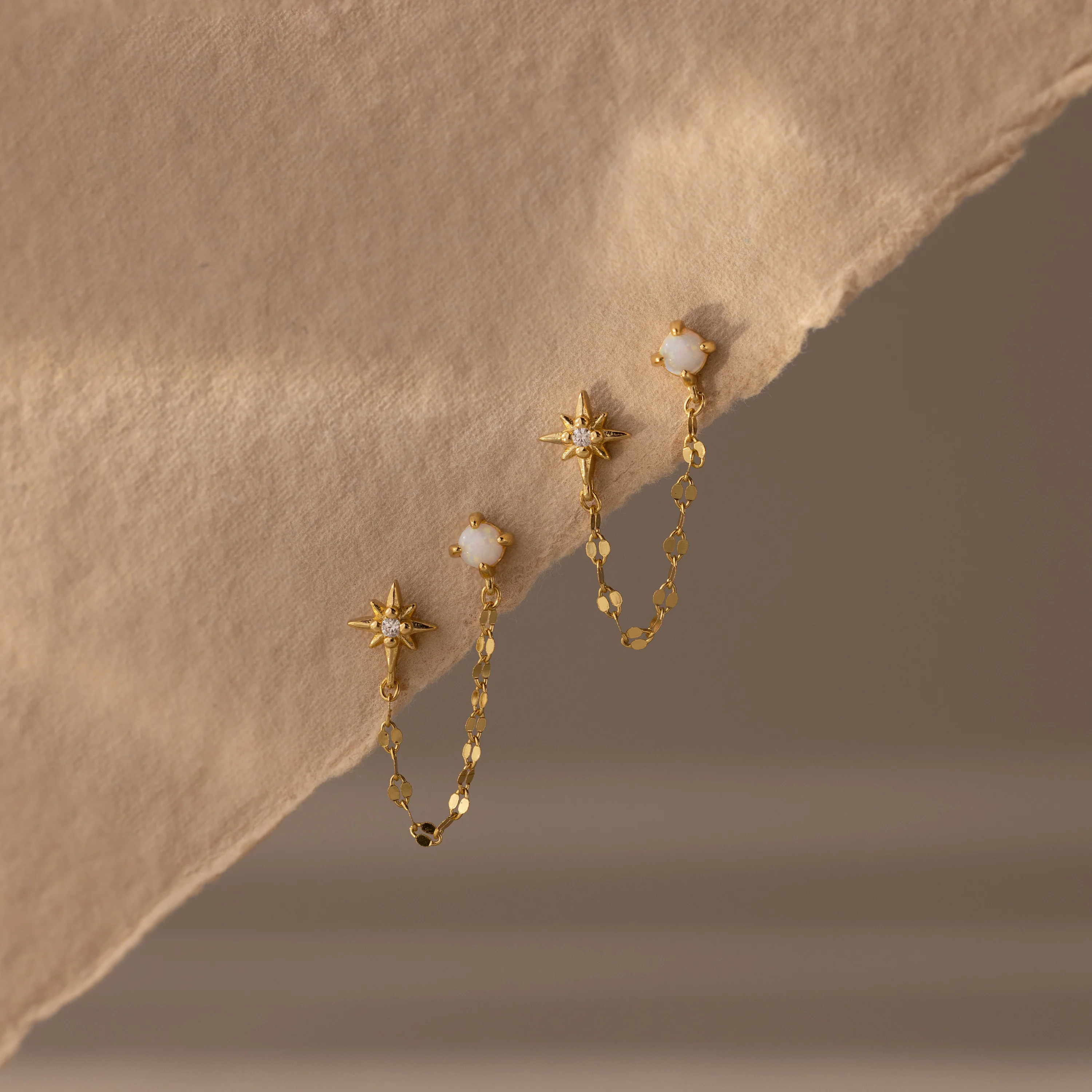 Opal & Star Duo Chain Studs