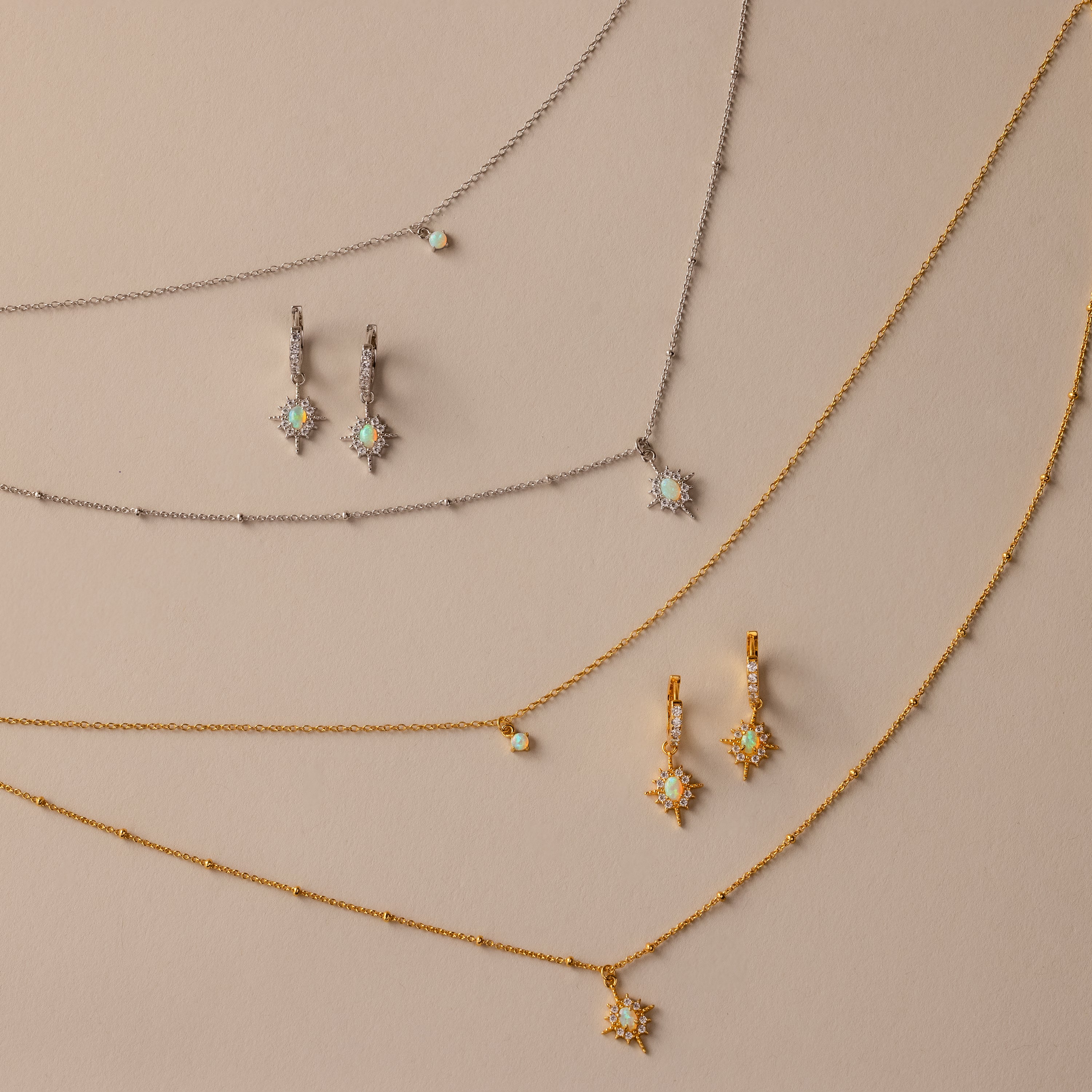 Opal Star Necklace & Earrings Set in 18K Gold - Image 7
