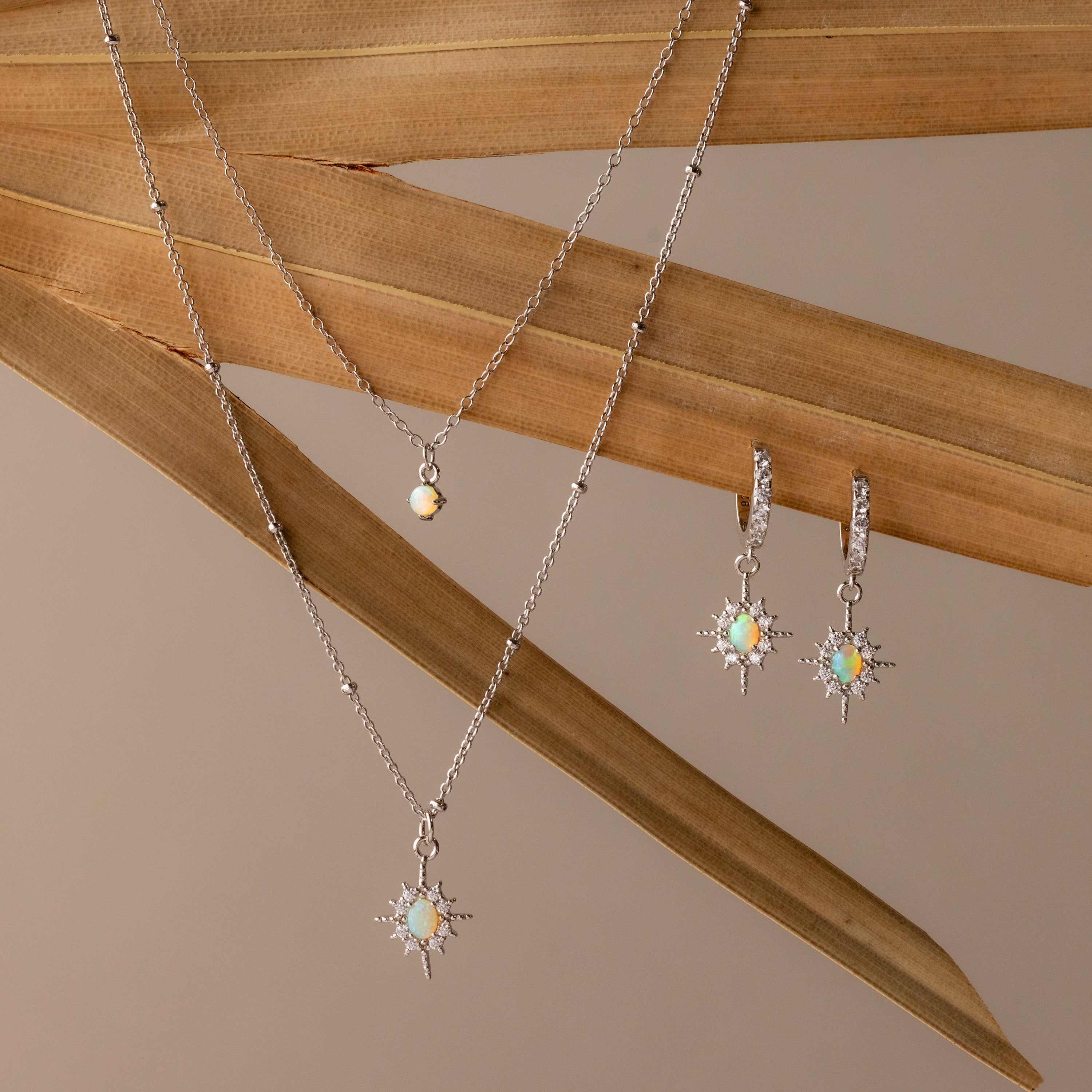 Opal Star Necklace & Earrings Set - Image 2