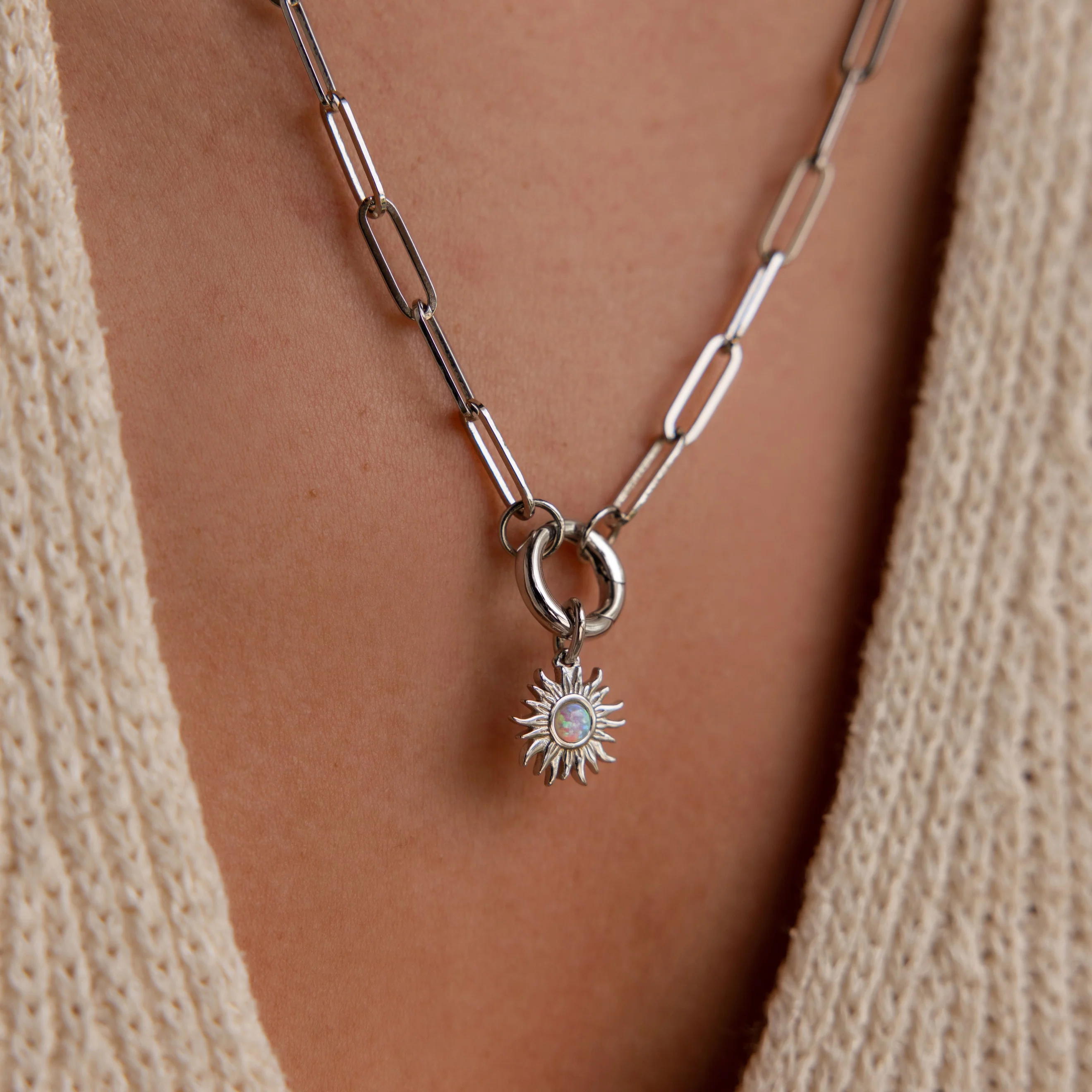 Opal Sun Charm in Silver - Image 2