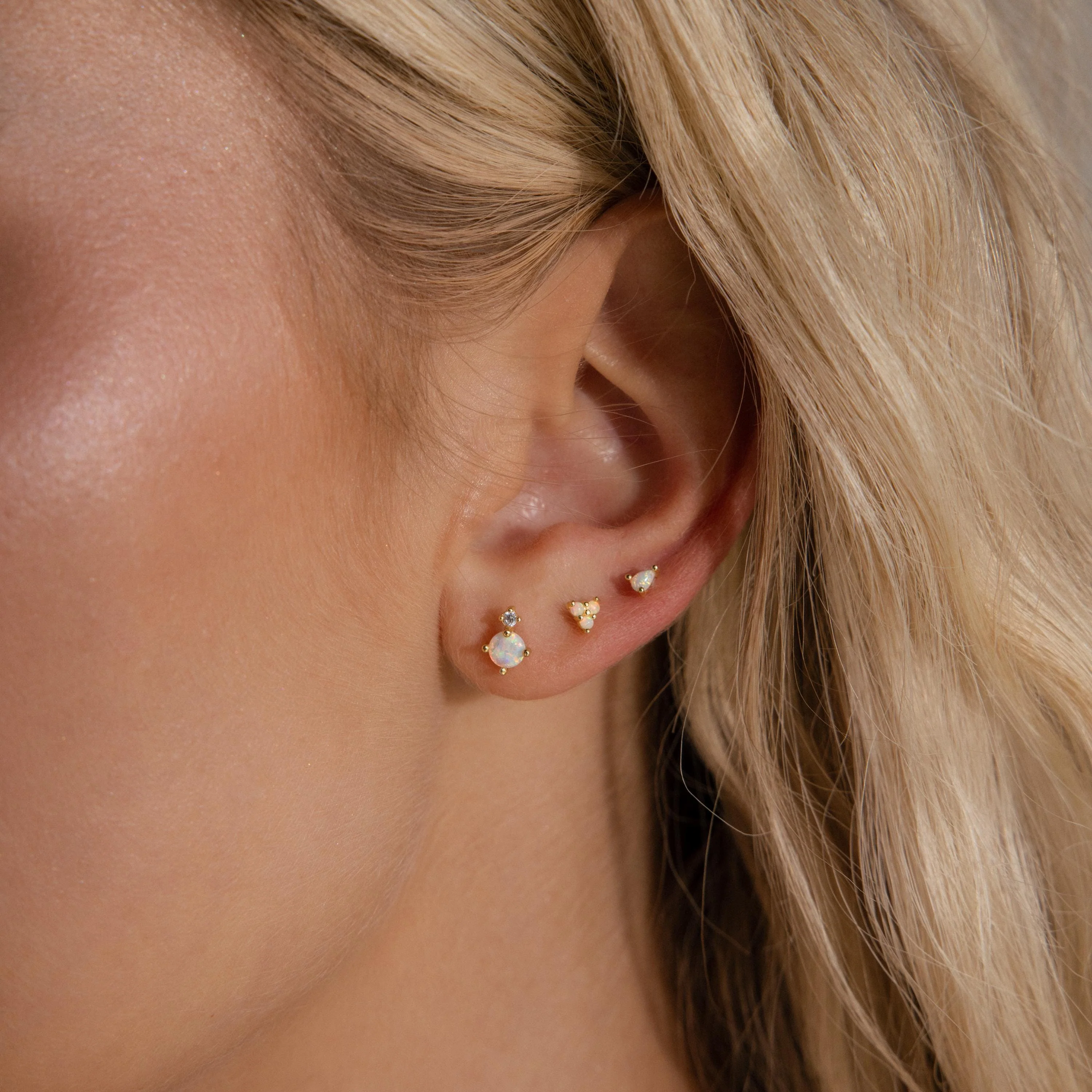Opal Teardrop Flatback Studs in 18K Gold - Image 4