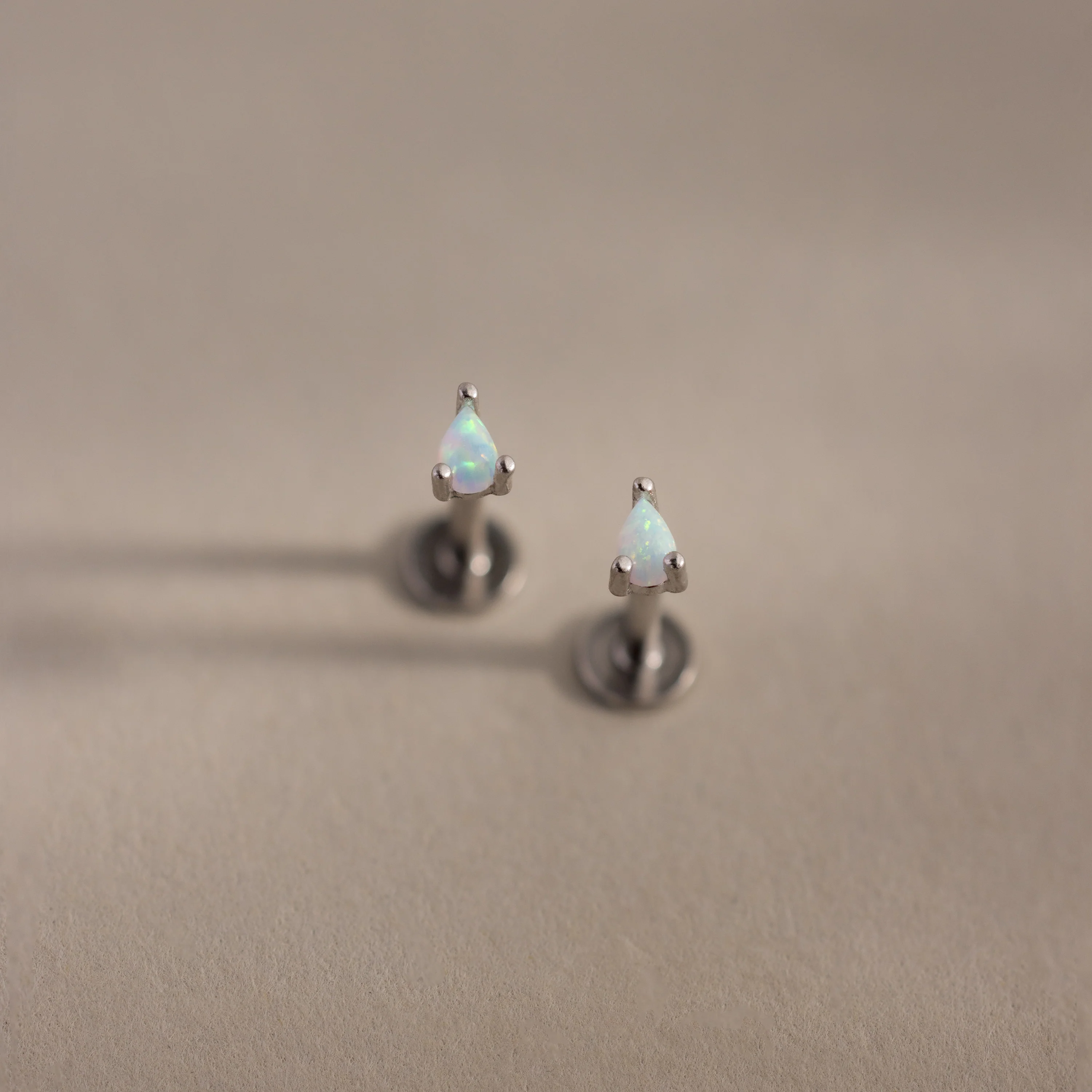 Opal Teardrop Flatback Studs in Silver - Image 3