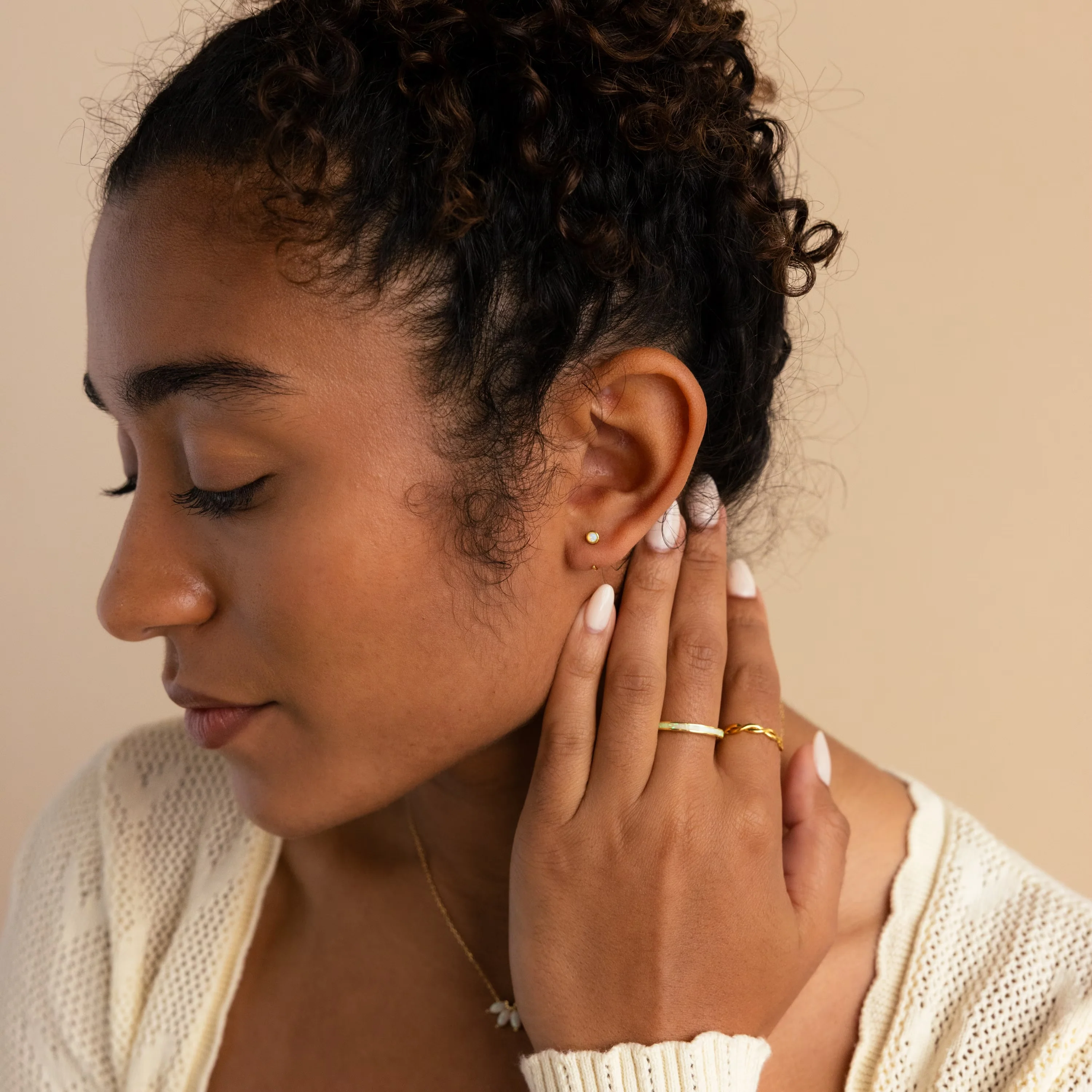 Opal Threader Huggies - Image 6