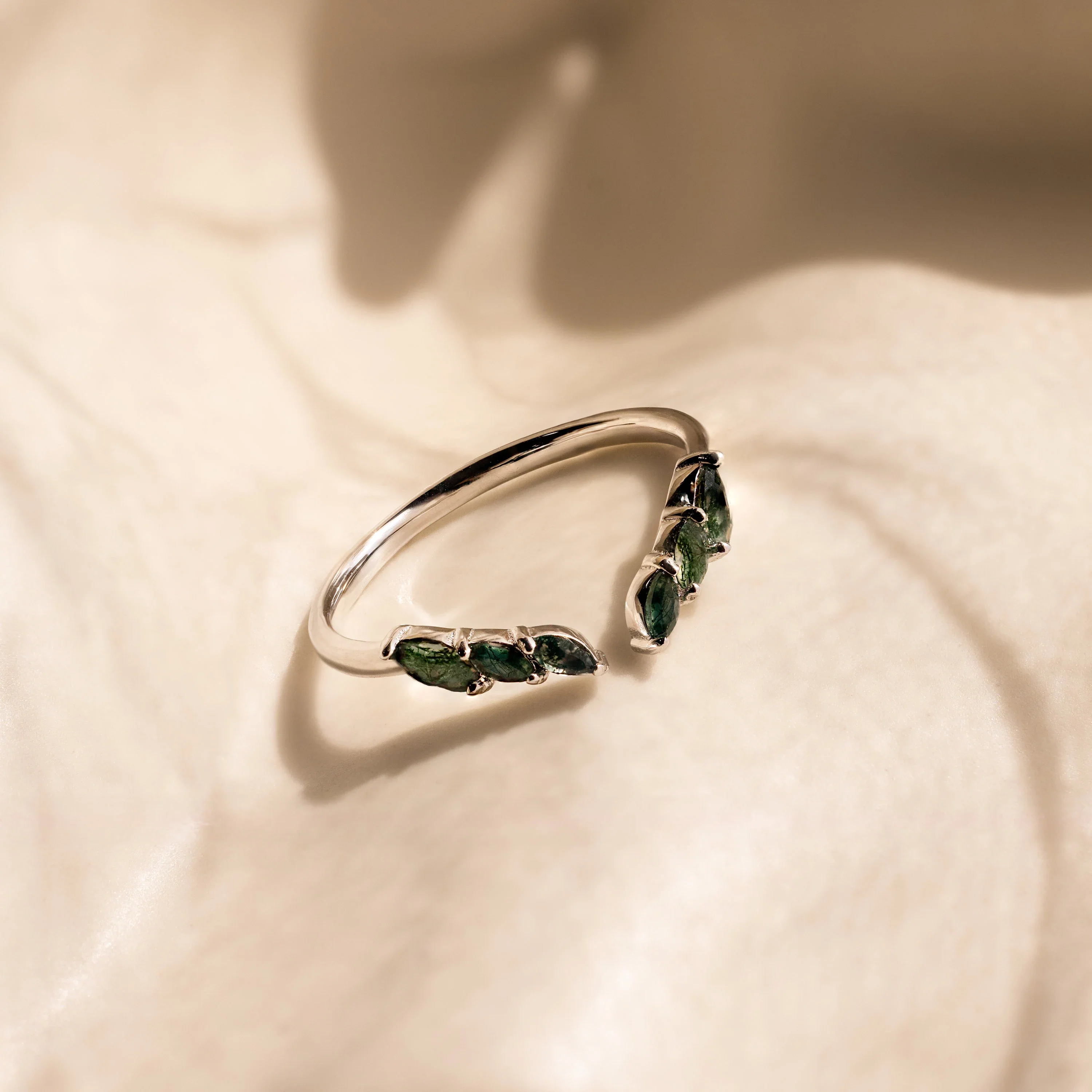 Open Moss Agate Chevron Ring - Image 4