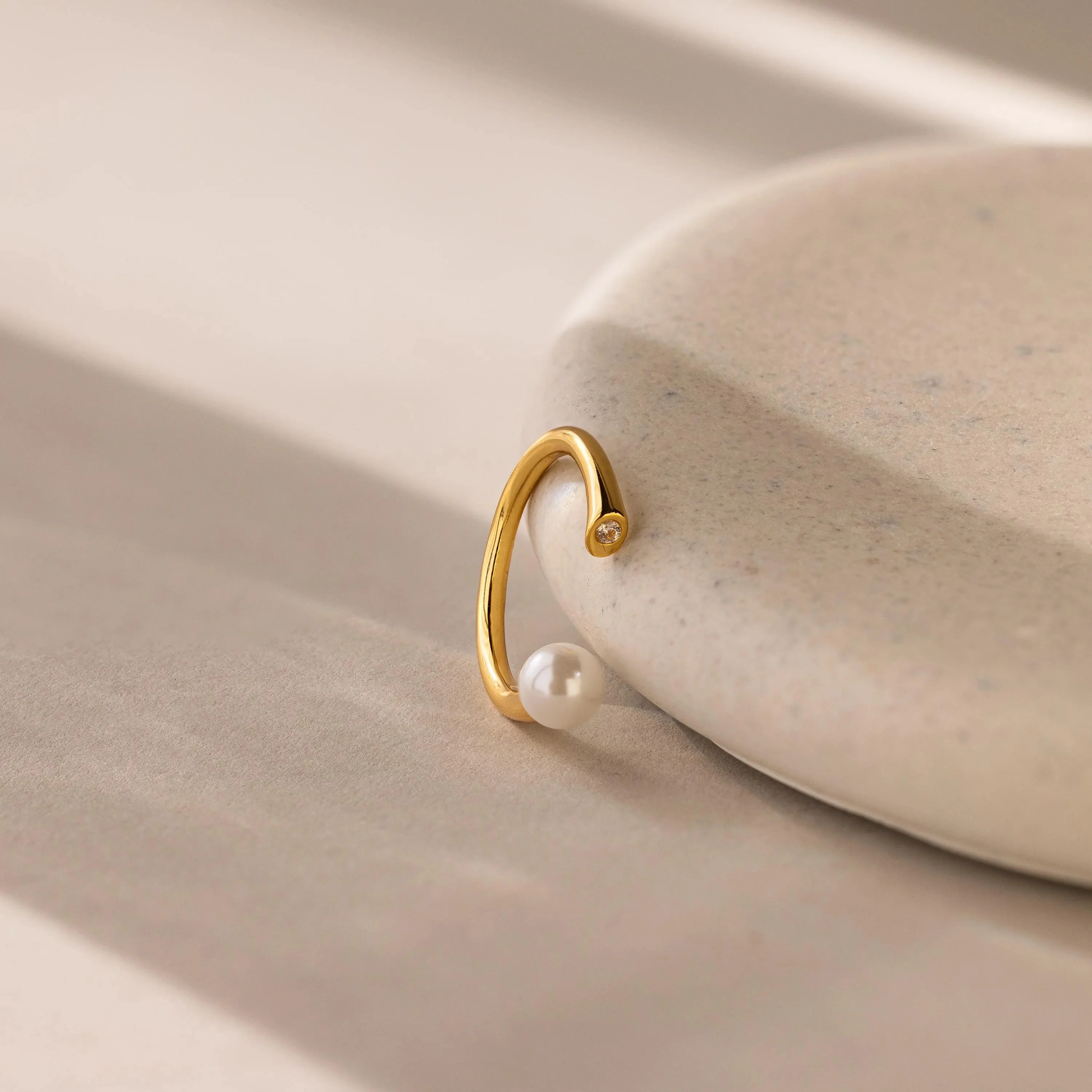 Open Pearl & Diamond Ring - Image 3