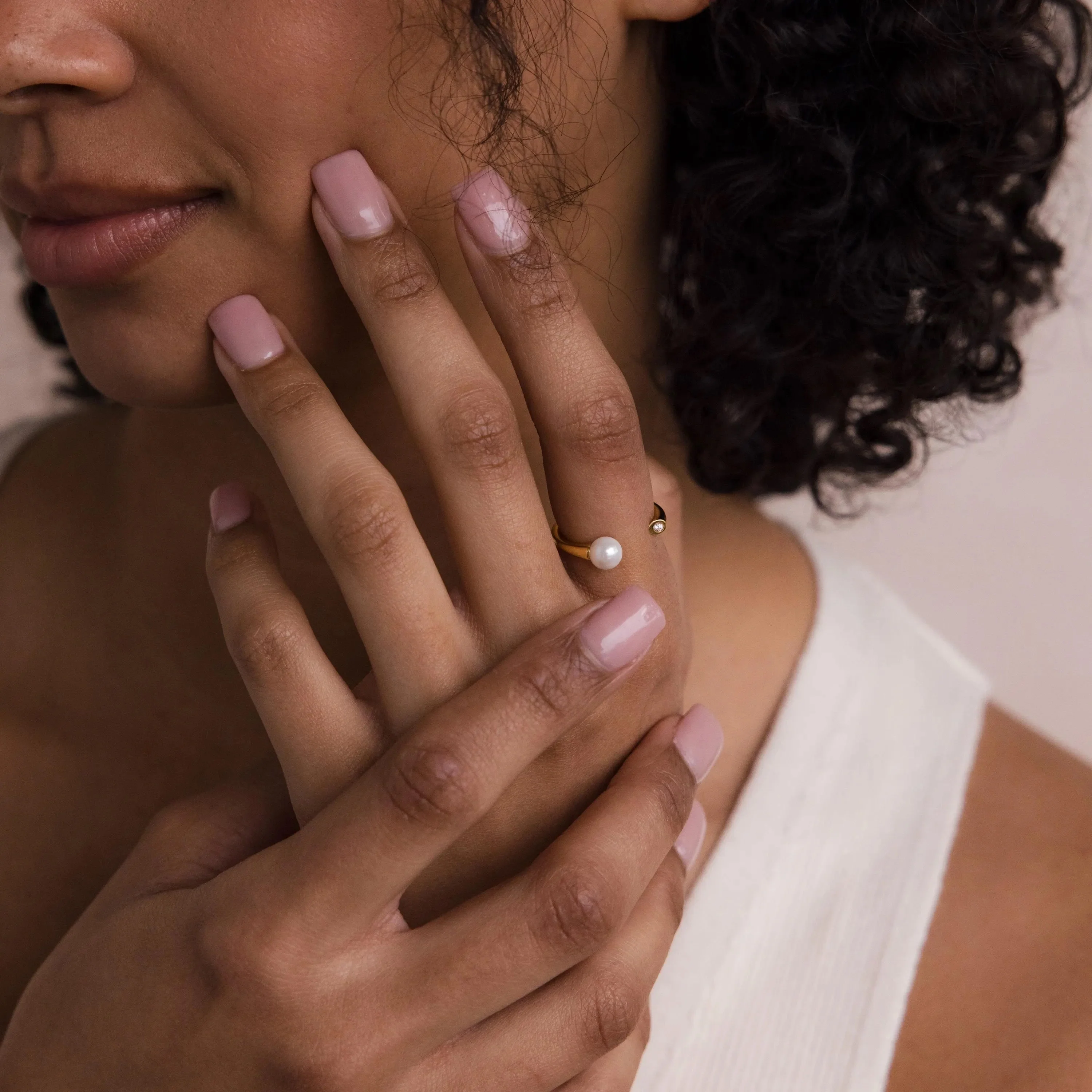 Open Pearl & Diamond Ring - Image 4