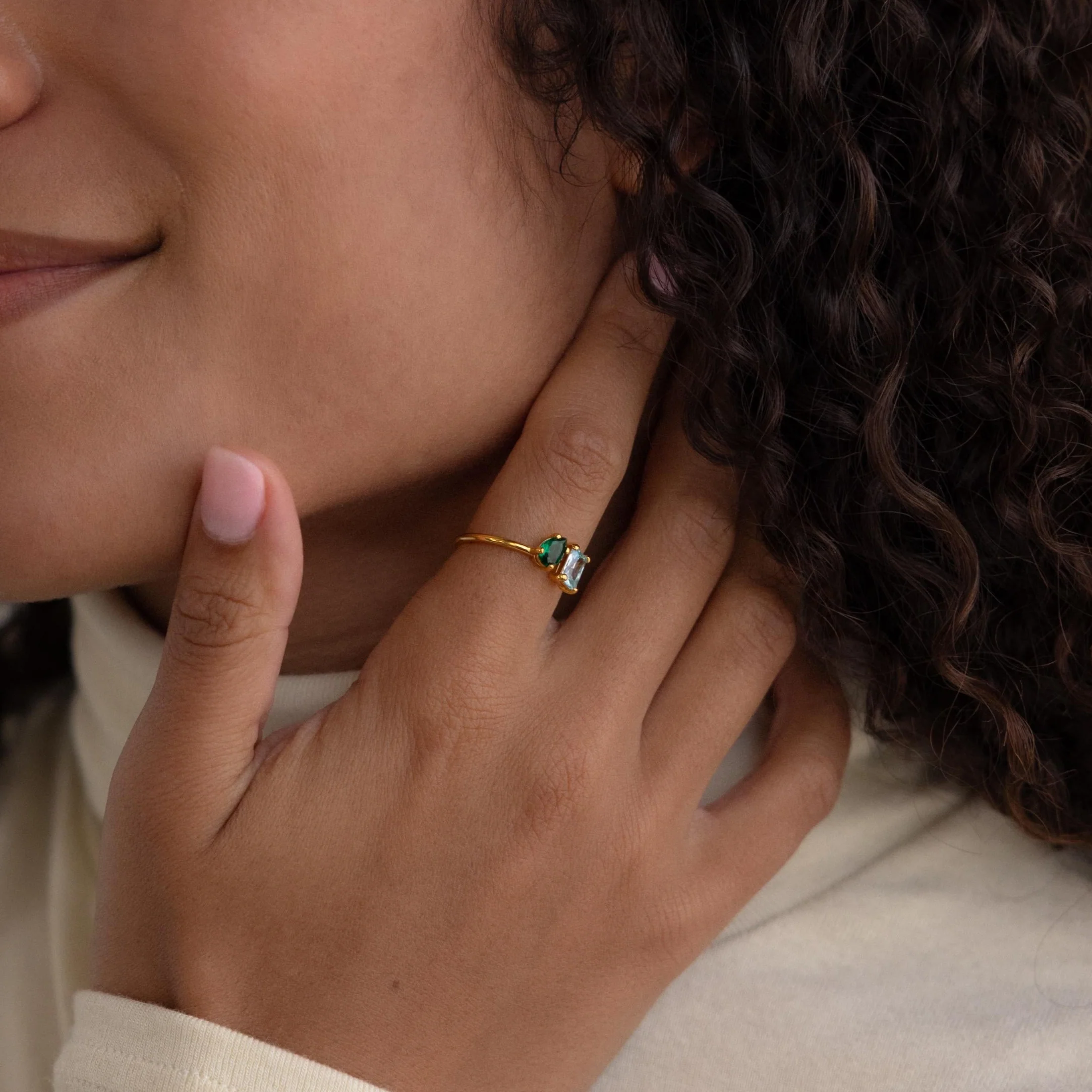 Open Toi et Moi Birthstone Ring - Image 2