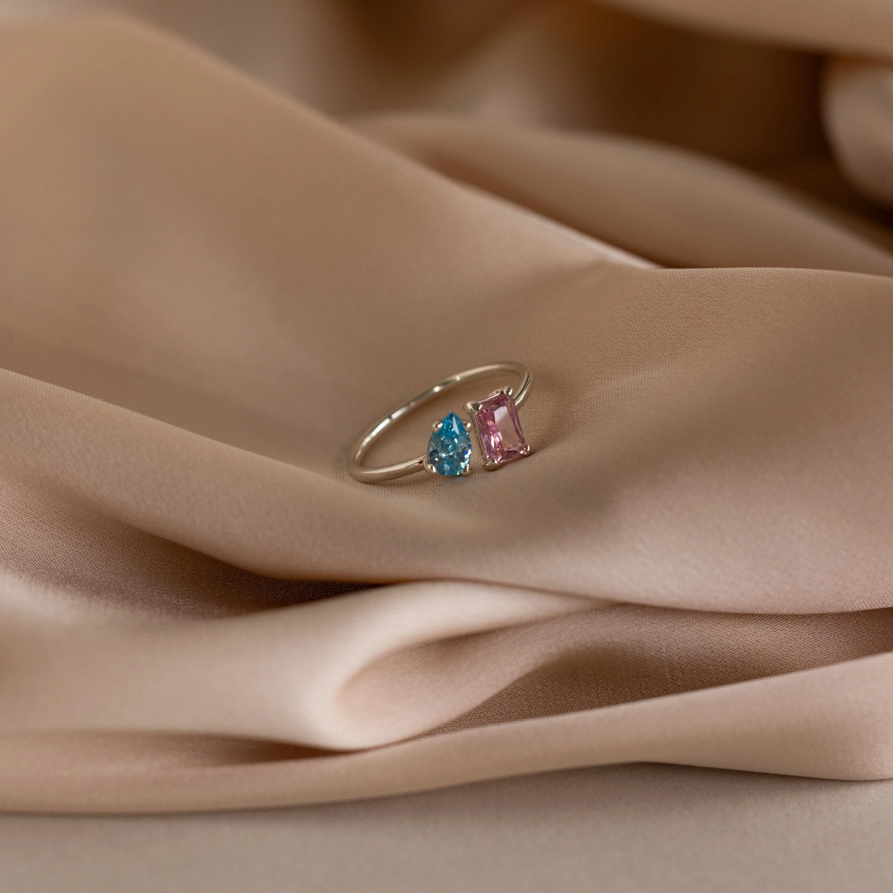 Open Toi et Moi Birthstone Ring - Image 5
