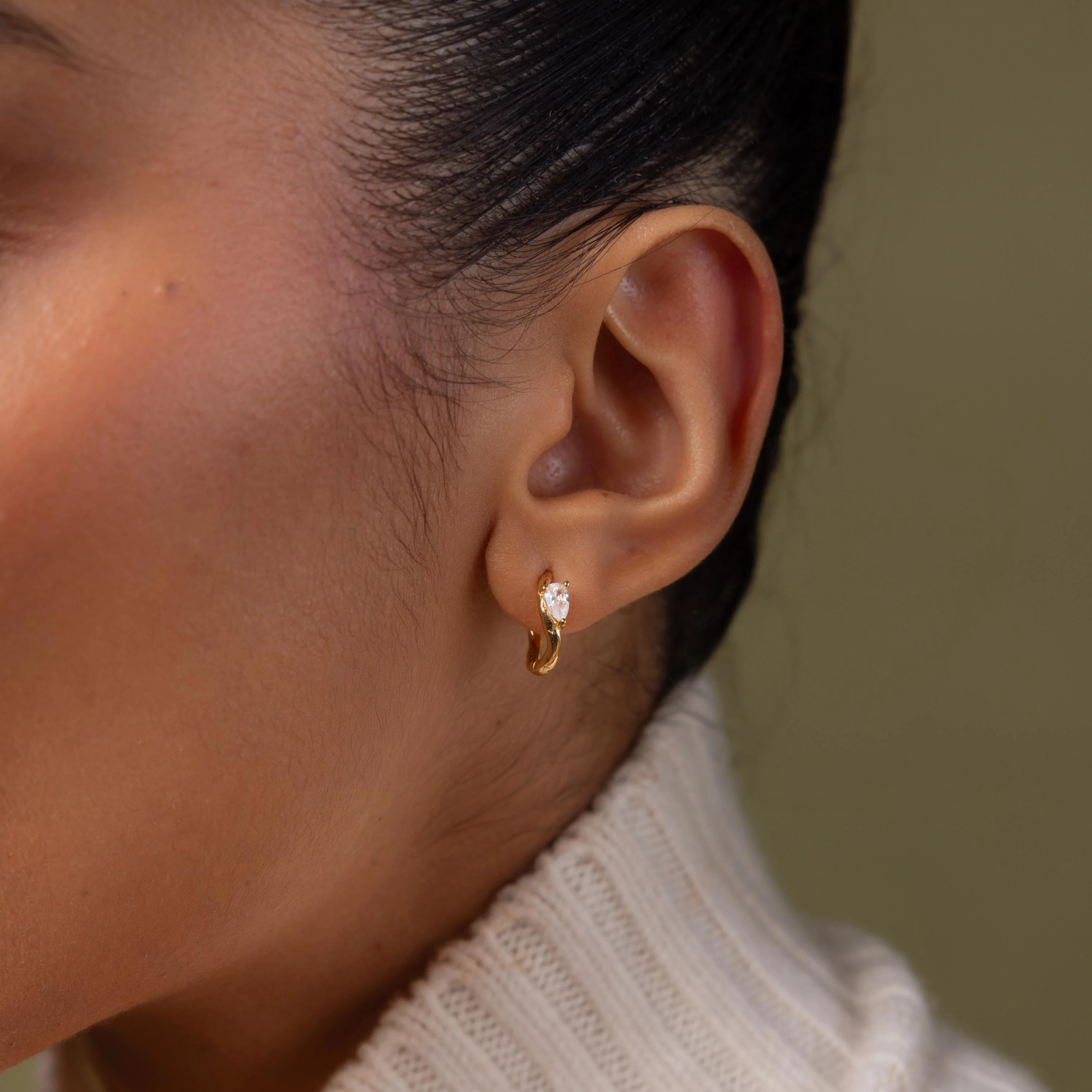 Organic Diamond Teardrop Hoops - Image 3