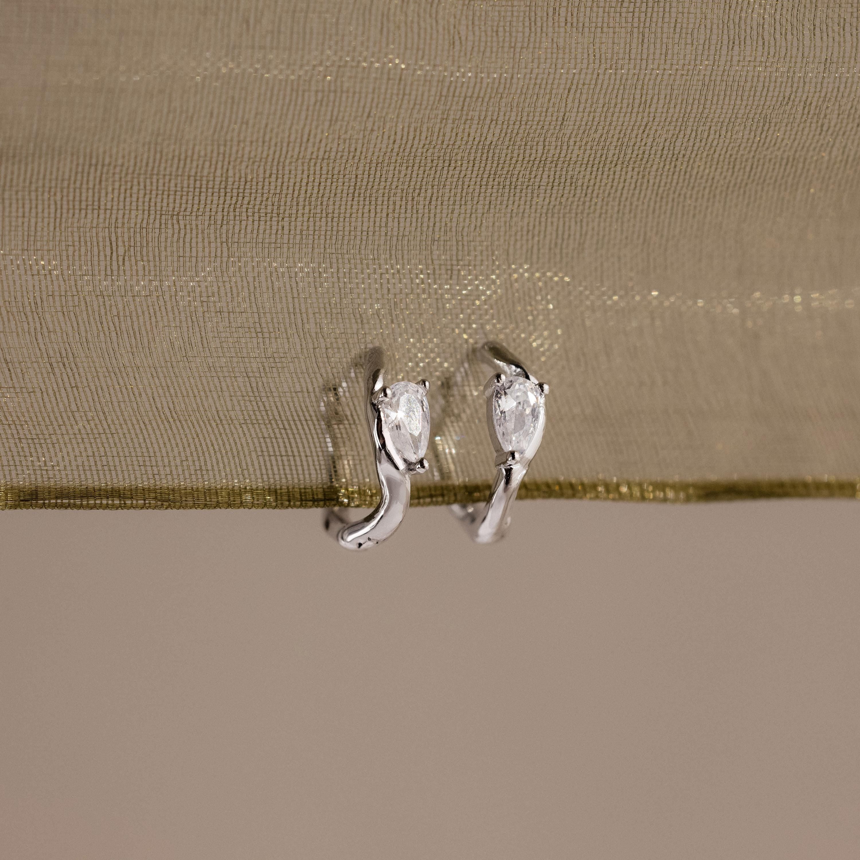 Organic Diamond Teardrop Hoops - Image 4