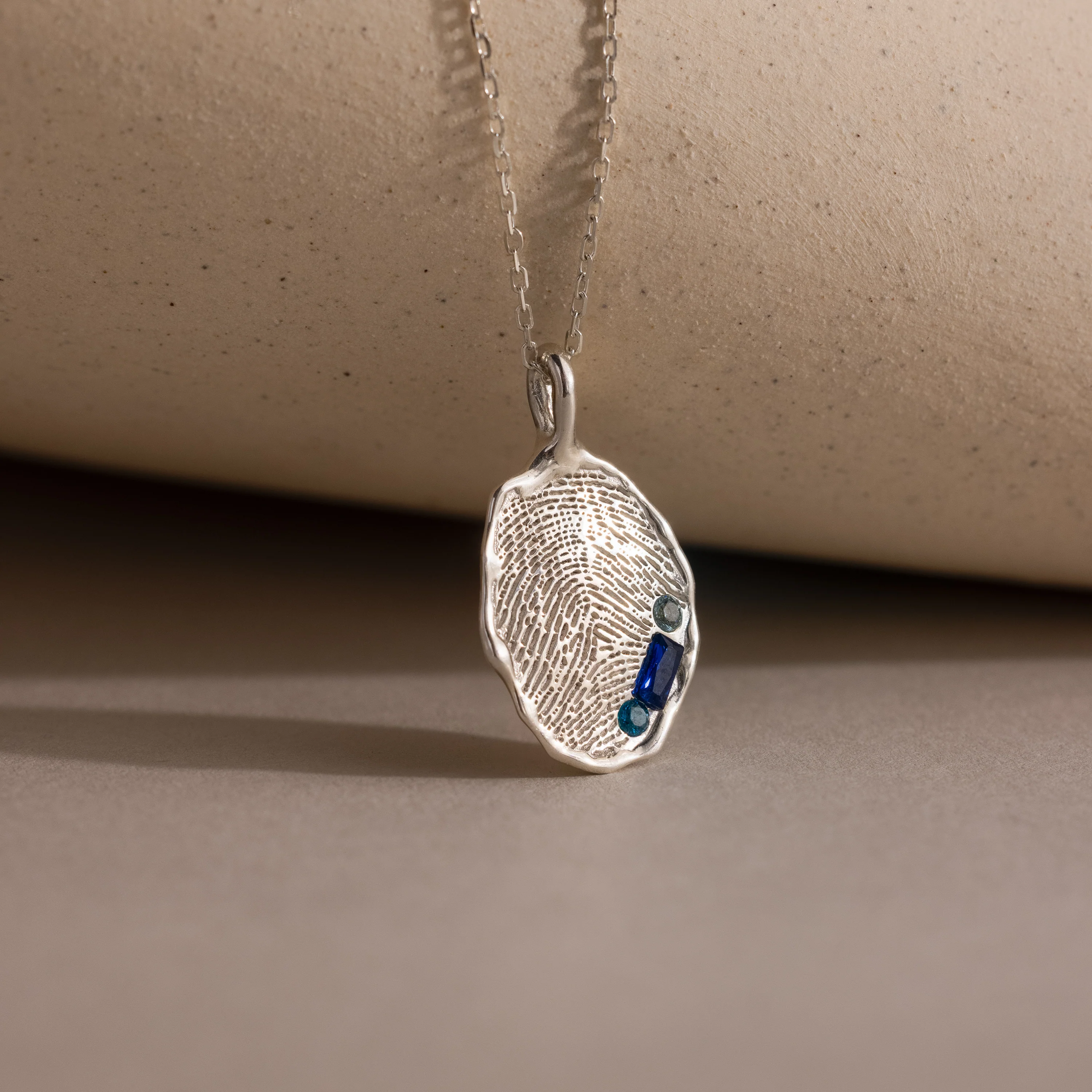 Organic Fingerprint Multi Birthstone Necklace - Image 4