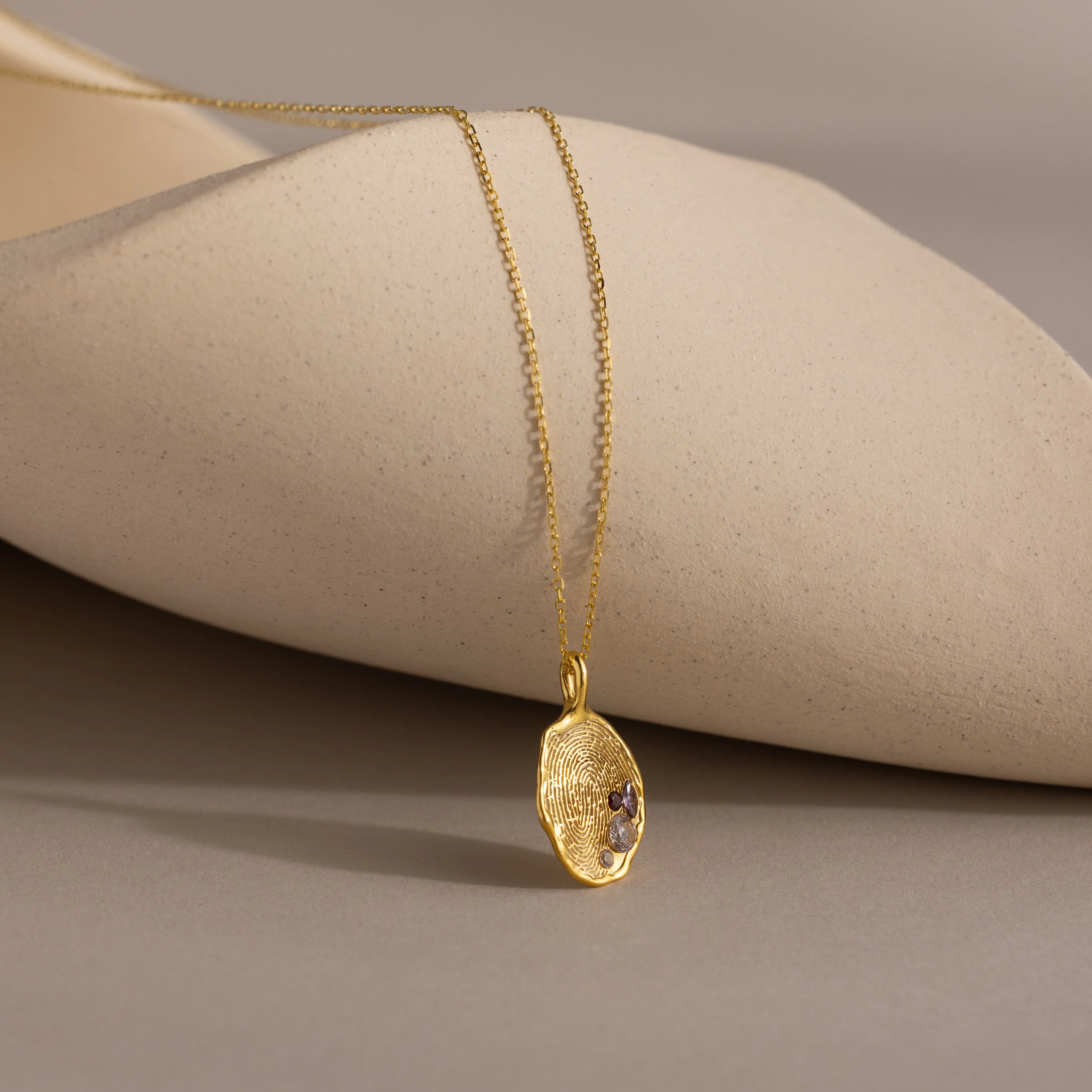 Organic Fingerprint Multi Birthstone Necklace - Image 6