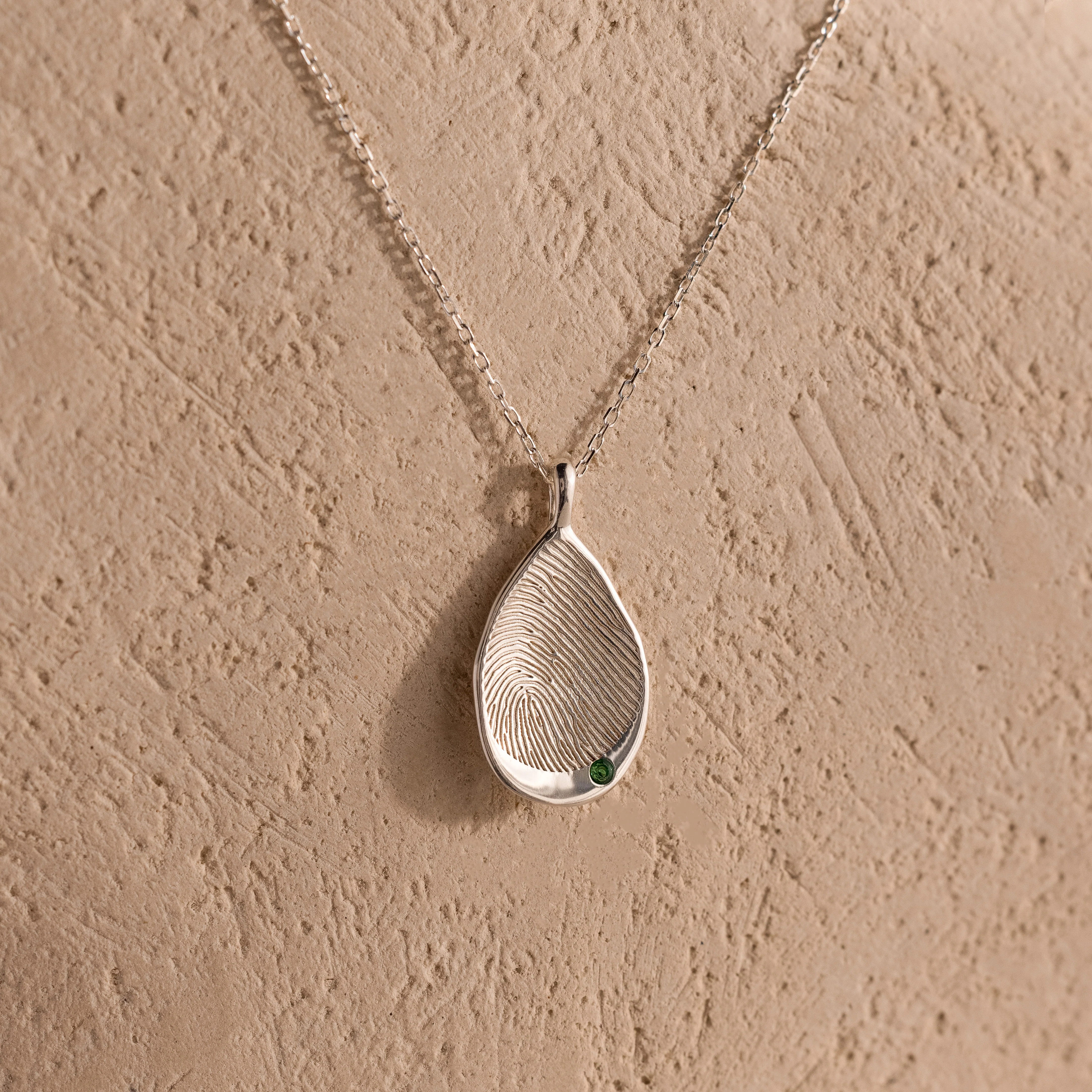 Organic Fingerprint Teardrop Necklace - Image 4