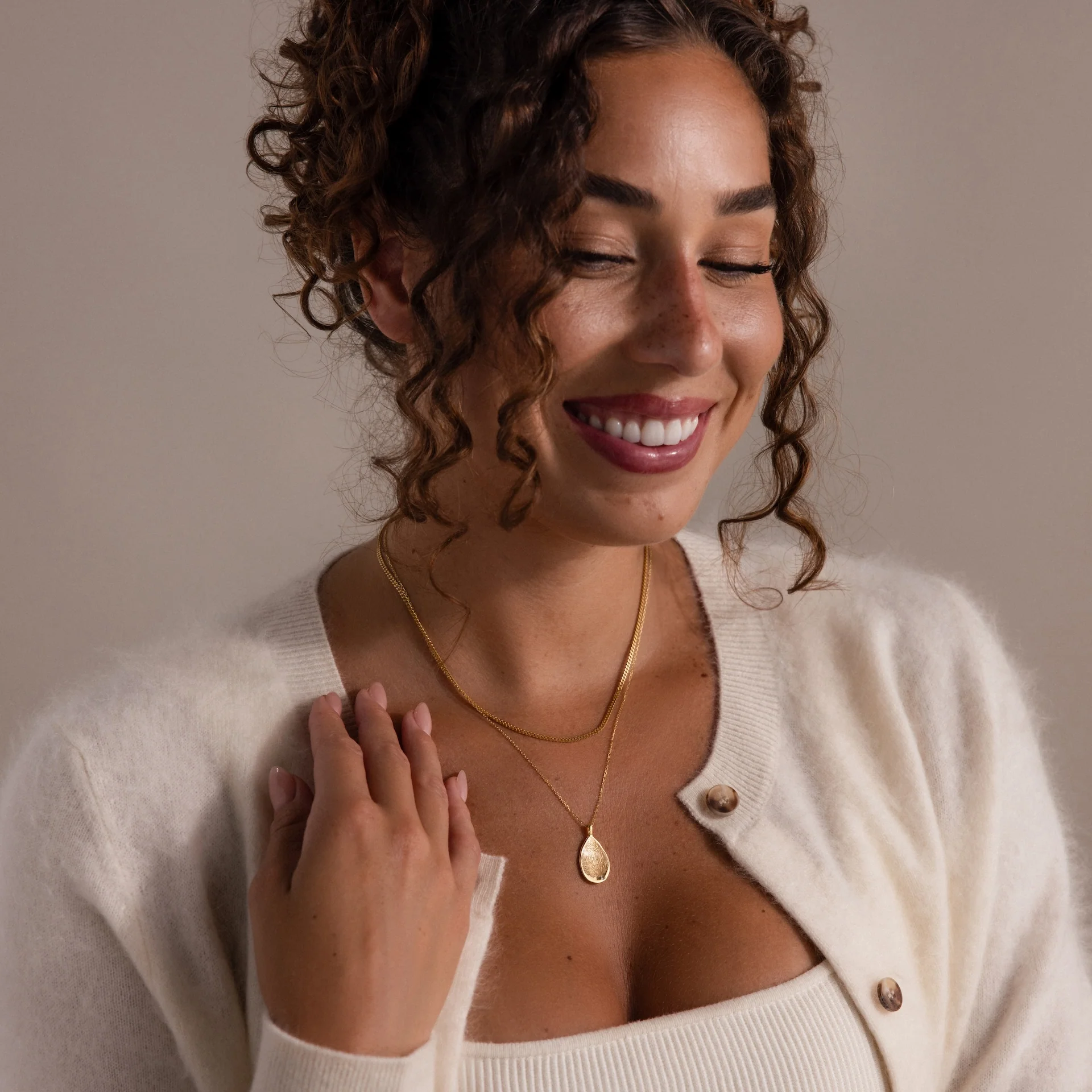 Organic Fingerprint Teardrop Necklace - Image 7